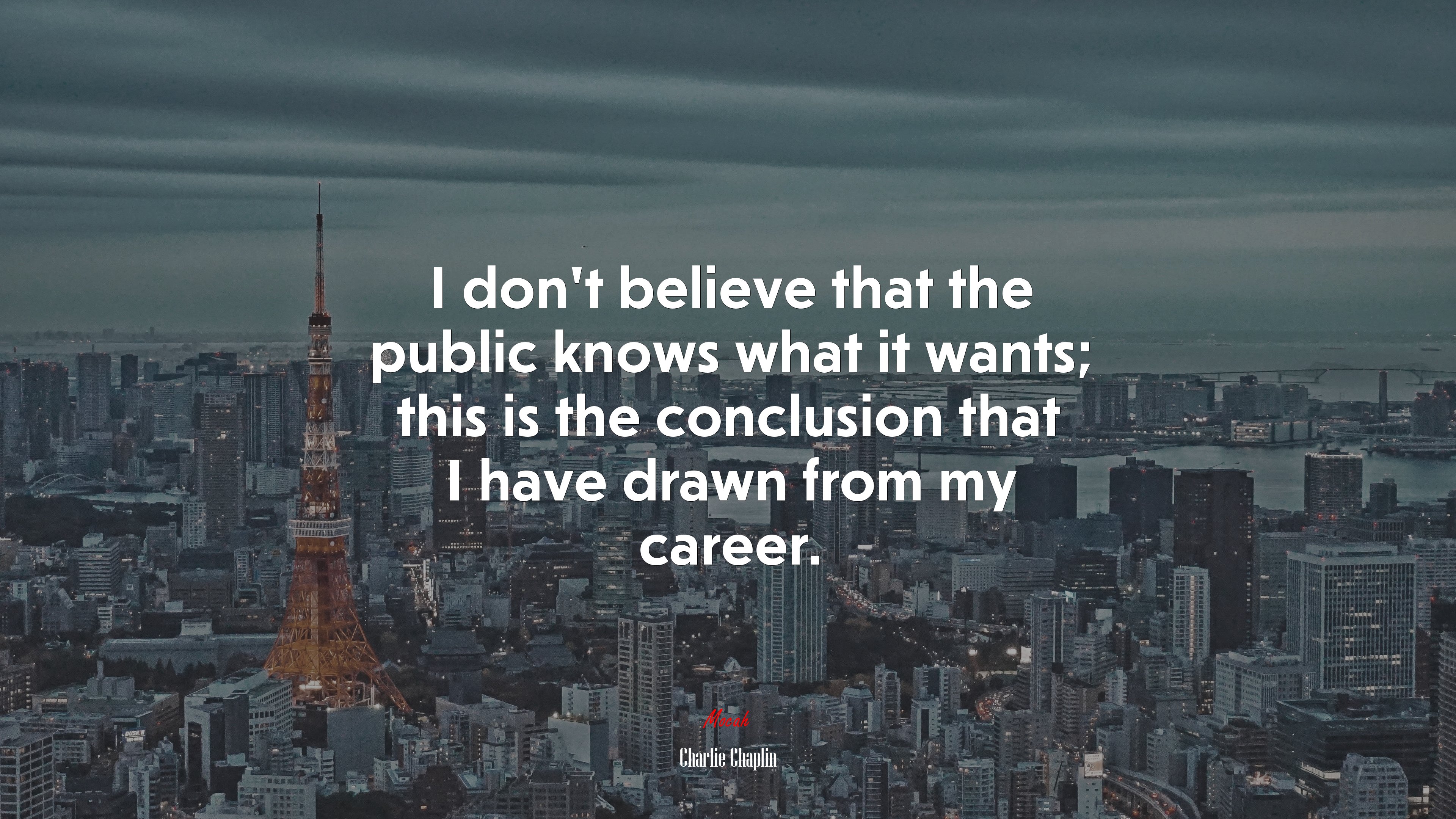 I don’t believe that the public knows what it wants; this is the conclusion that I have drawn from my career. | Charlie Chaplin quote HD Wallpaper