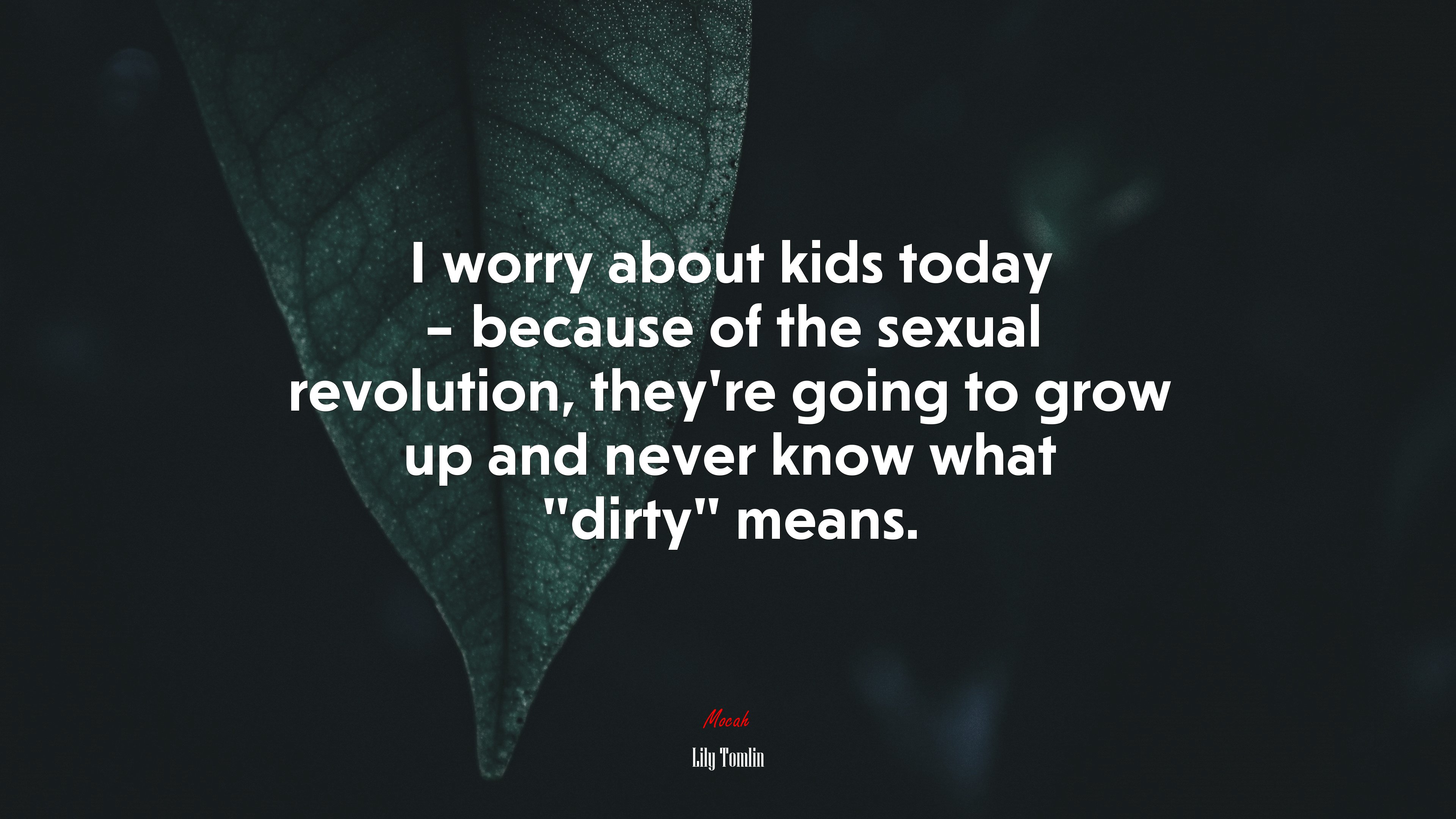 I worry about kids today – because of the sexual revolution, they’re going to grow up and never know what “dirty” means. | Lily Tomlin quote HD Wallpaper