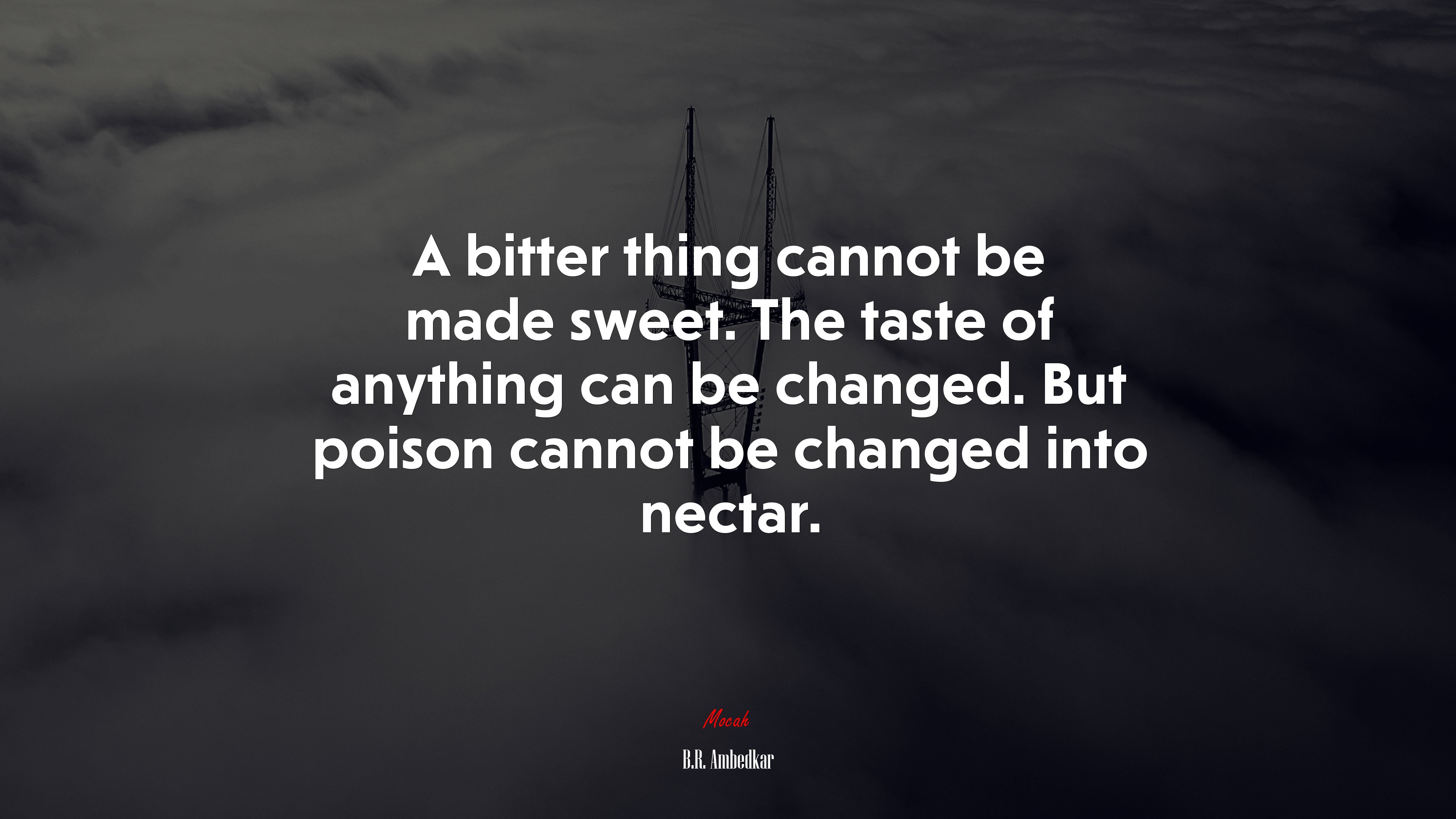 A bitter thing cannot be made sweet. The taste of anything can be changed. But poison cannot be changed into nectar. | B.R. Ambedkar quote HD Wallpaper