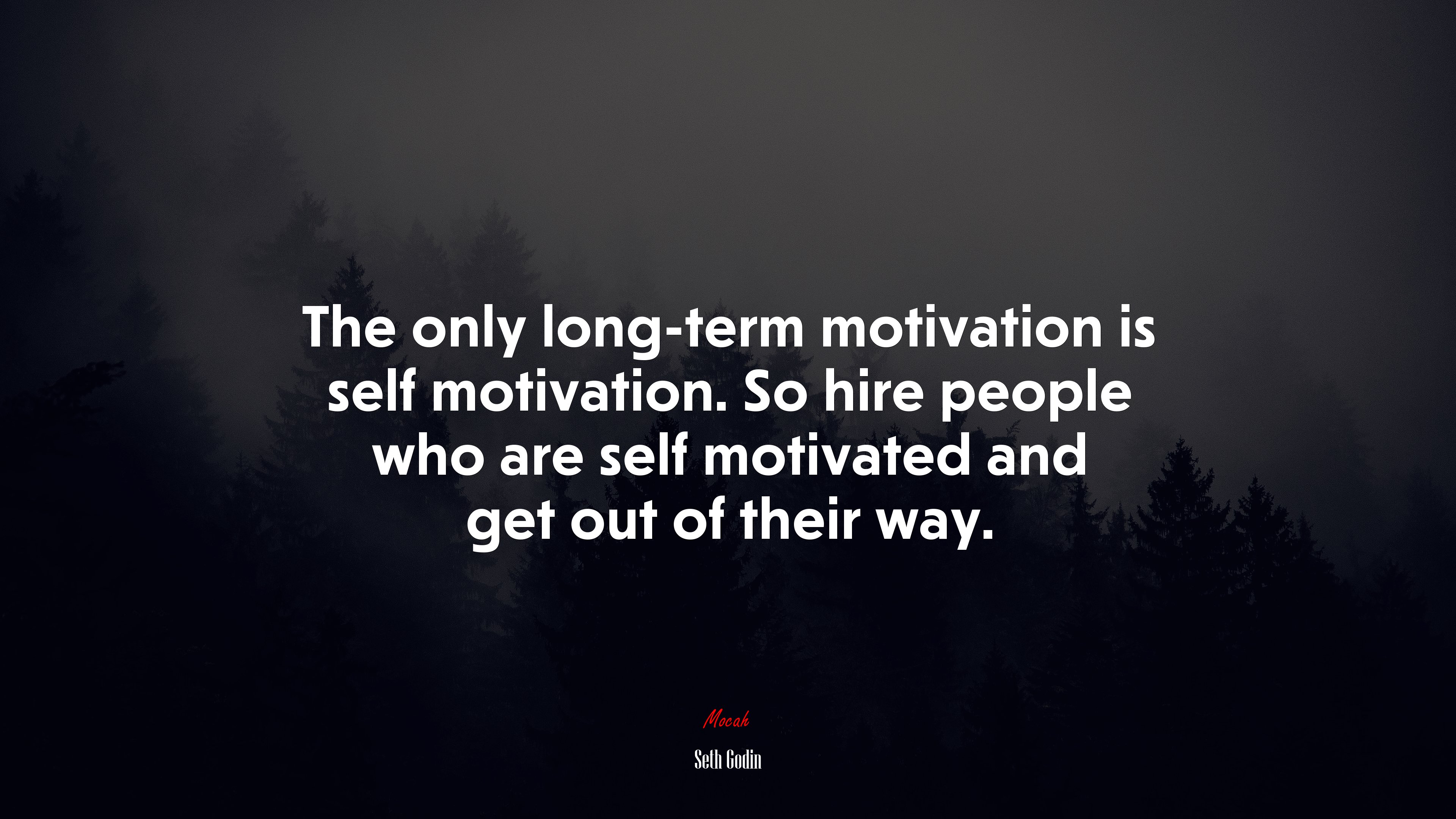 The only long-term motivation is self motivation. So hire people who are self motivated and get out of their way. | Seth Godin quote HD Wallpaper