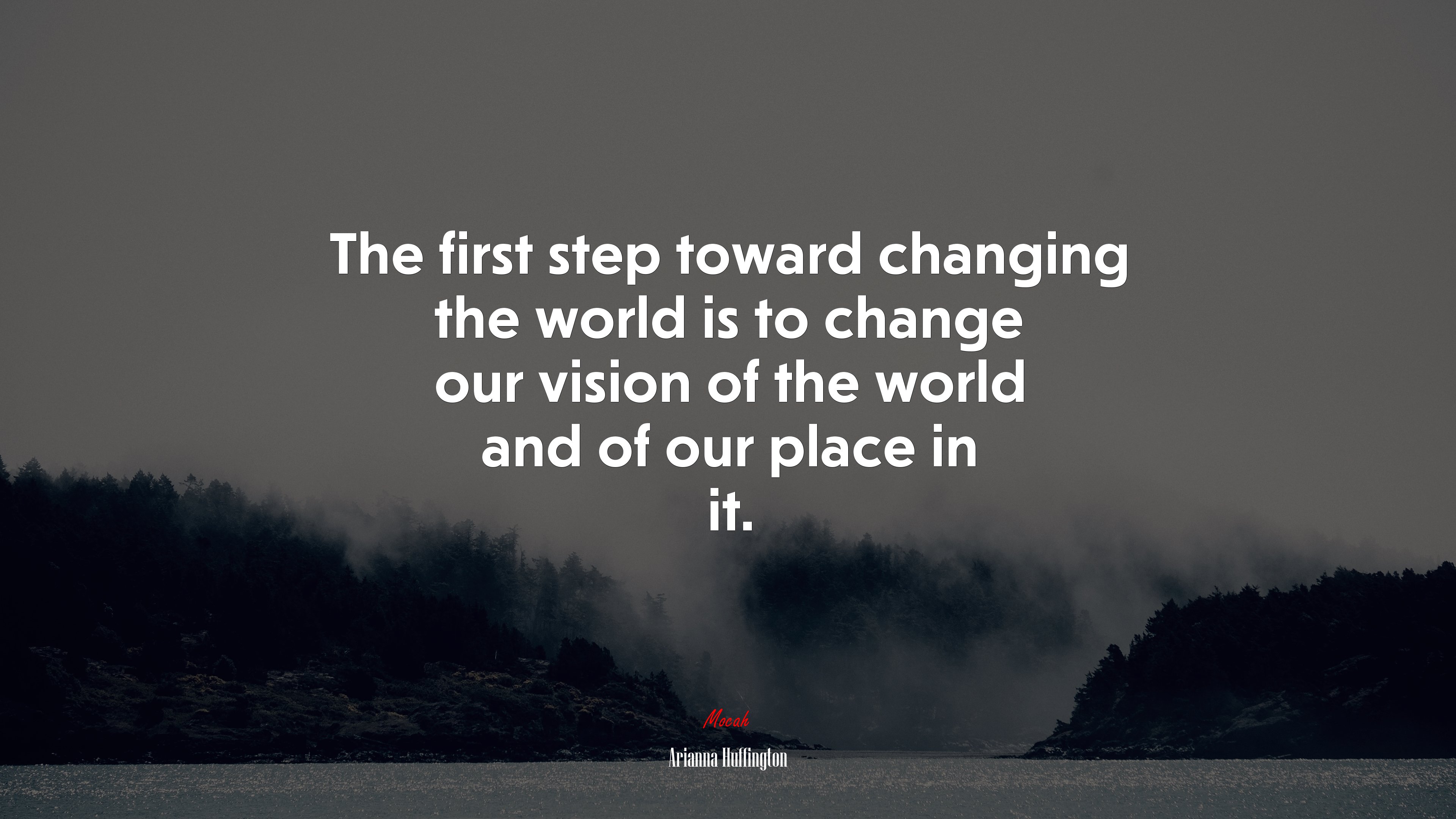 The first step toward changing the world is to change our vision of the world and of our place in it. | Arianna Huffington quote HD Wallpaper