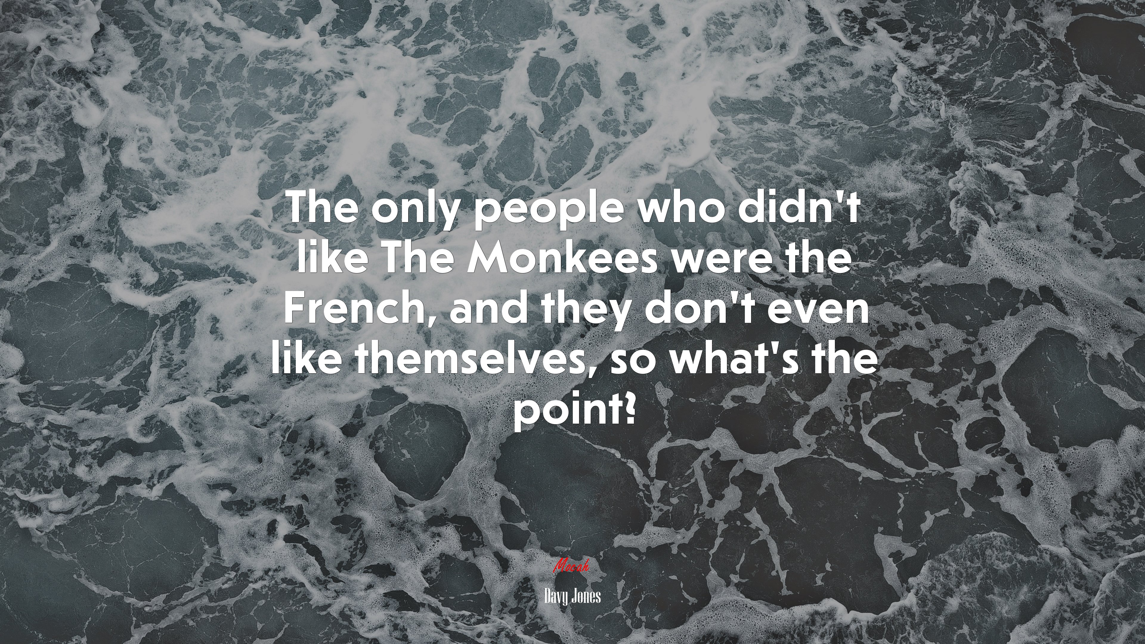 The only people who didn’t like The Monkees were the French, and they don’t even like themselves, so what’s the point? | Davy Jones quote HD Wallpaper