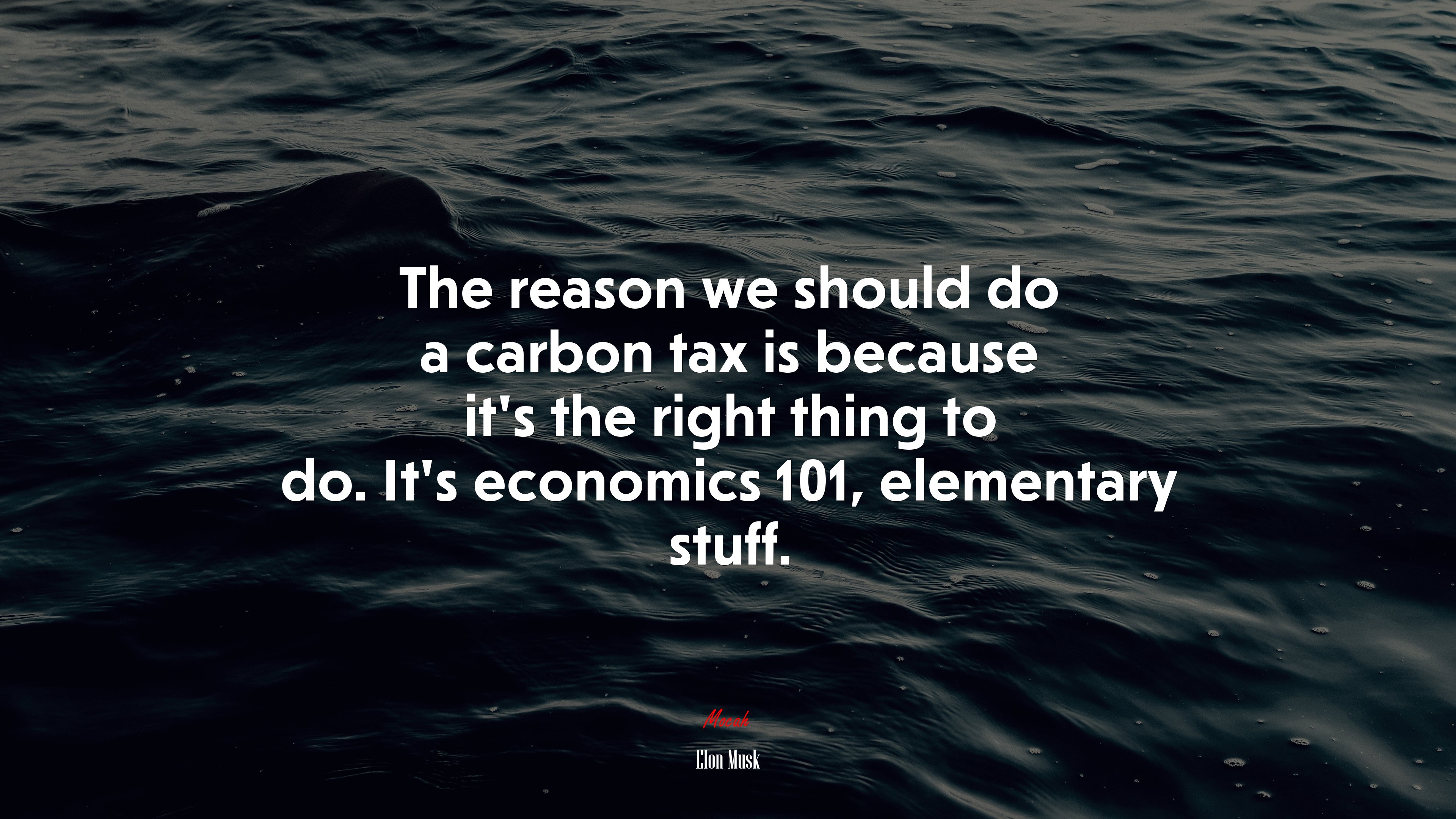 The reason we should do a carbon tax is because it’s the right thing to do. It’s economics 101, elementary stuff. | Elon Musk quote HD Wallpaper