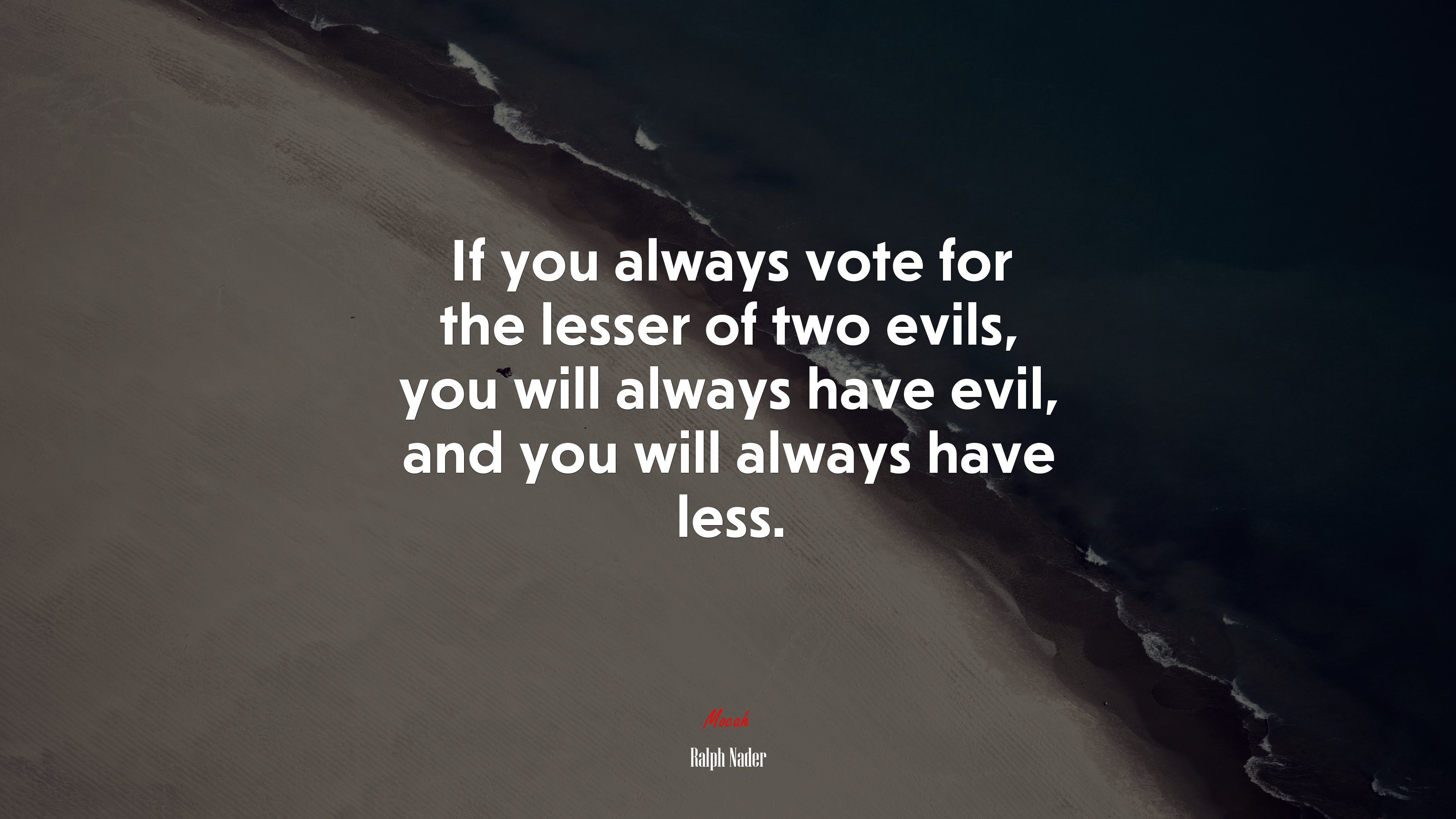 If you always vote for the lesser of two evils, you will always have evil, and you will always have less. | Ralph Nader quote HD Wallpaper