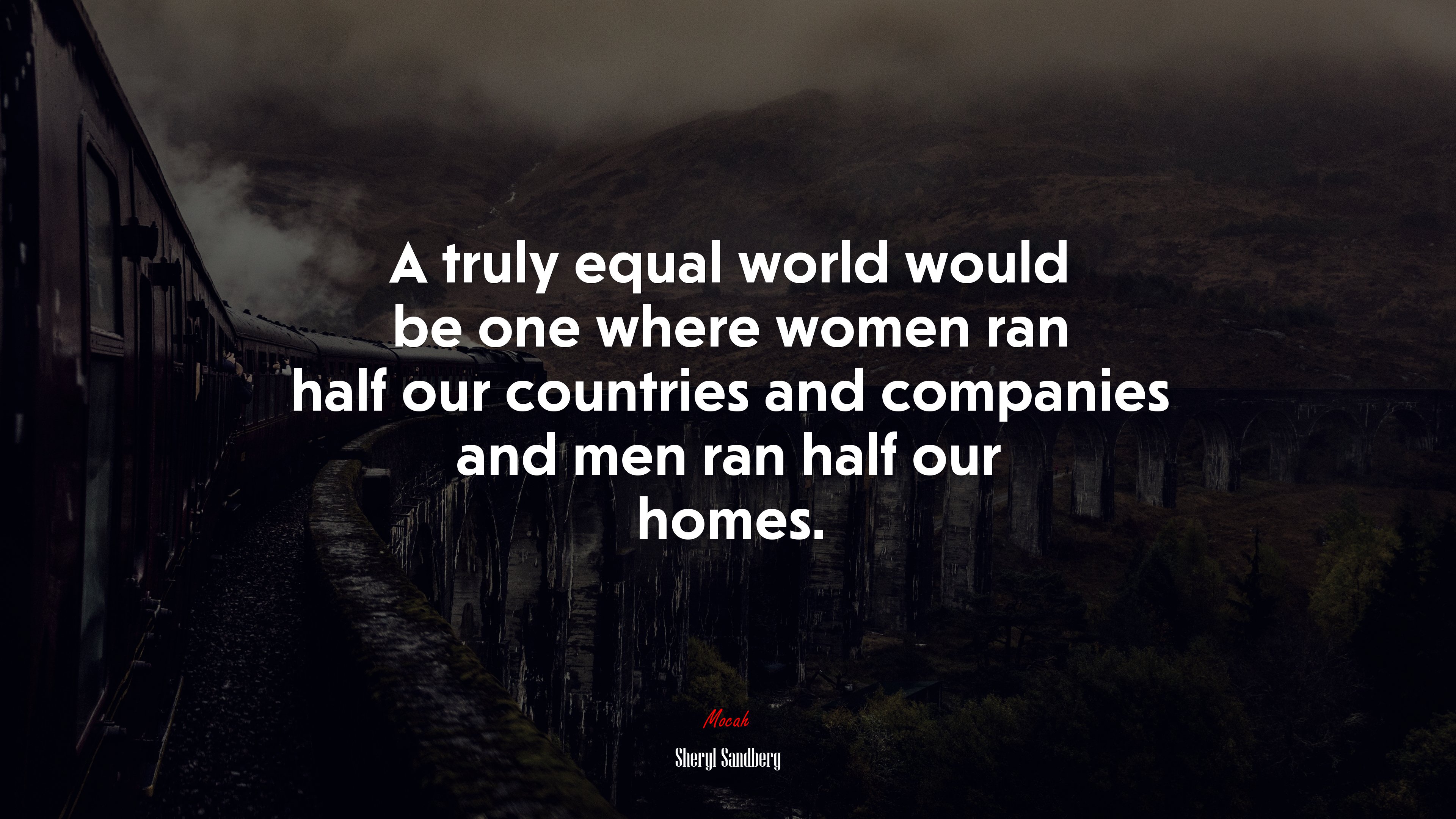 A truly equal world would be one where women ran half our countries and companies and men ran half our homes. | Sheryl Sandberg quote HD Wallpaper