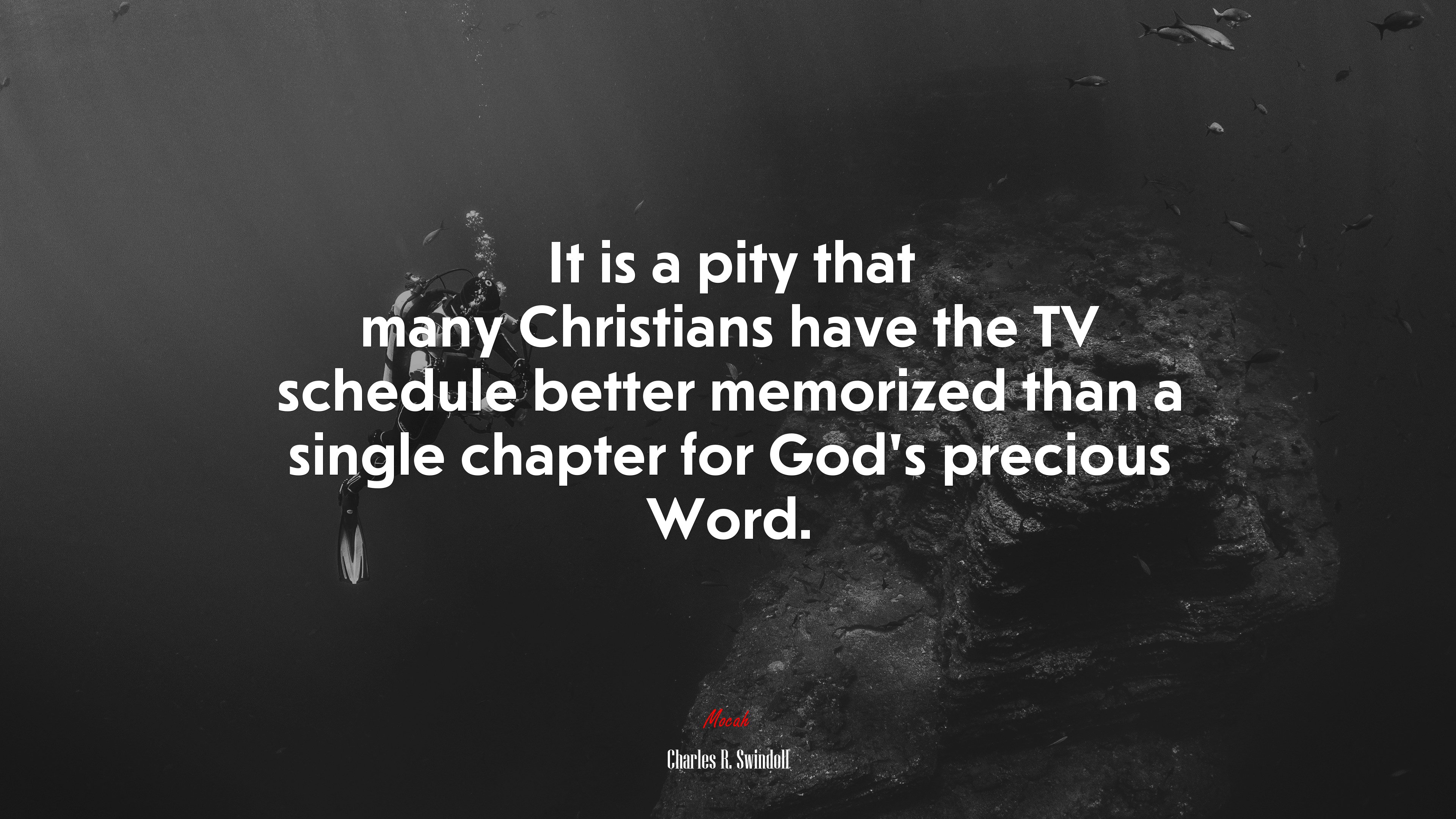 It is a pity that many Christians have the TV schedule better memorized than a single chapter for God’s precious Word. | Charles R. Swindoll quote HD Wallpaper