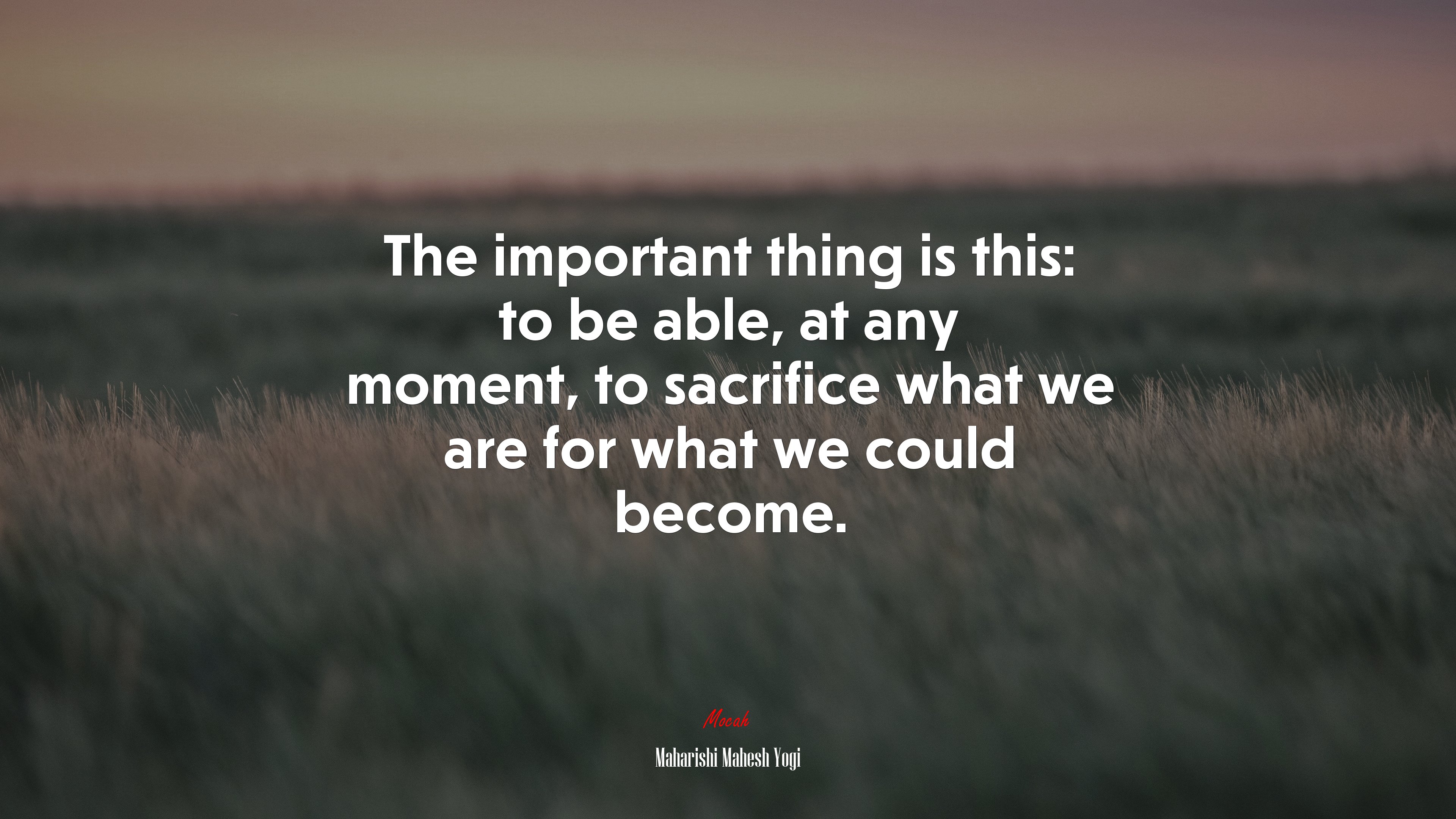 The important thing is this: to be able, at any moment, to sacrifice what we are for what we could become. | Maharishi Mahesh Yogi quote HD Wallpaper