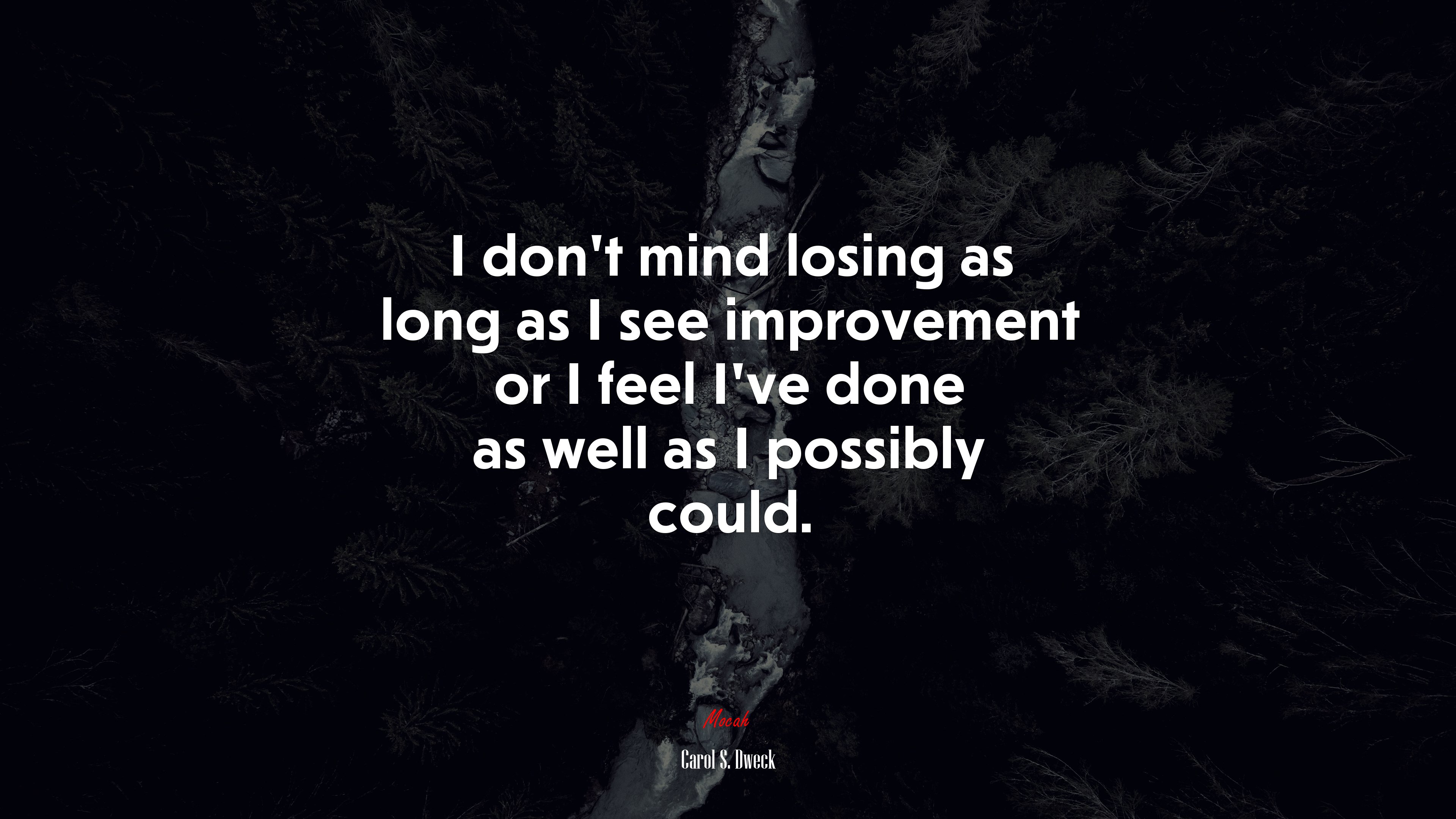 I don’t mind losing as long as I see improvement or I feel I’ve done as well as I possibly could. | Carol S. Dweck quote HD Wallpaper