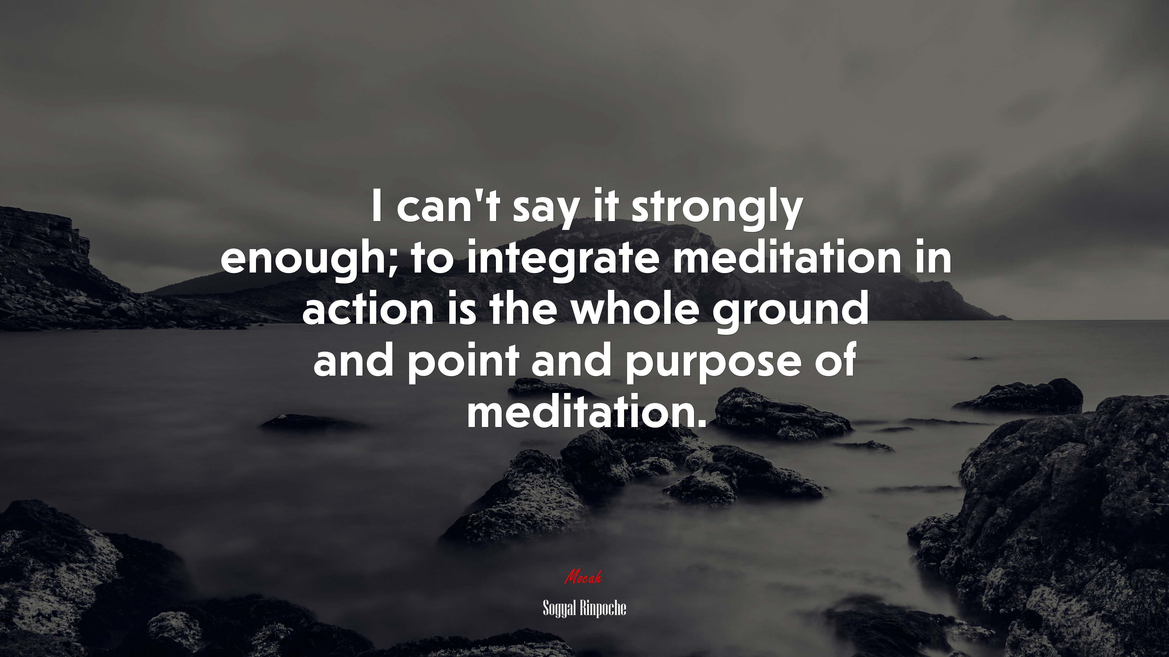 I can’t say it strongly enough; to integrate meditation in action is the whole ground and point and purpose of meditation. | Sogyal Rinpoche quote HD Wallpaper