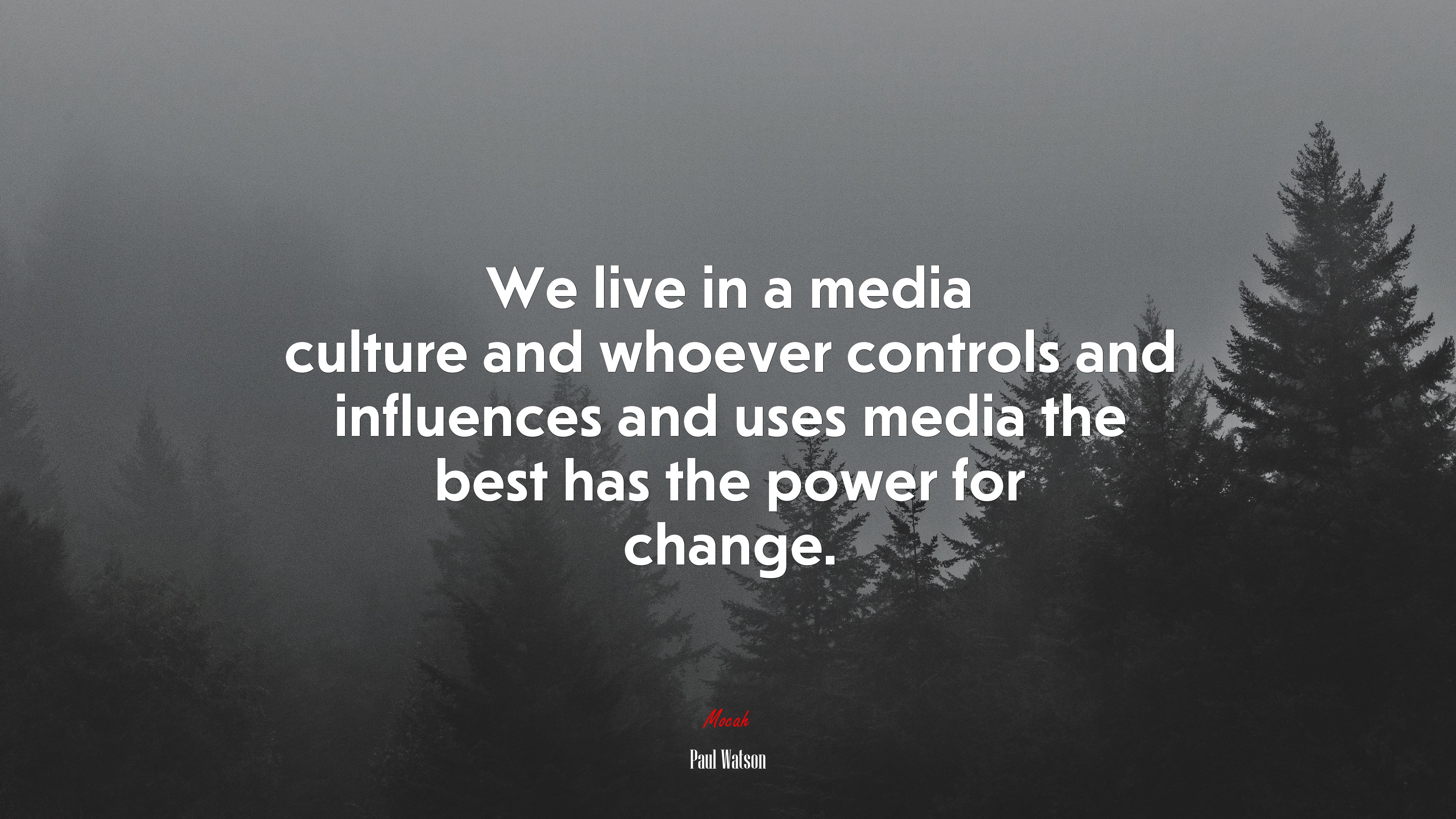 We live in a media culture and whoever controls and influences and uses media the best has the power for change. | Paul Watson quote HD Wallpaper