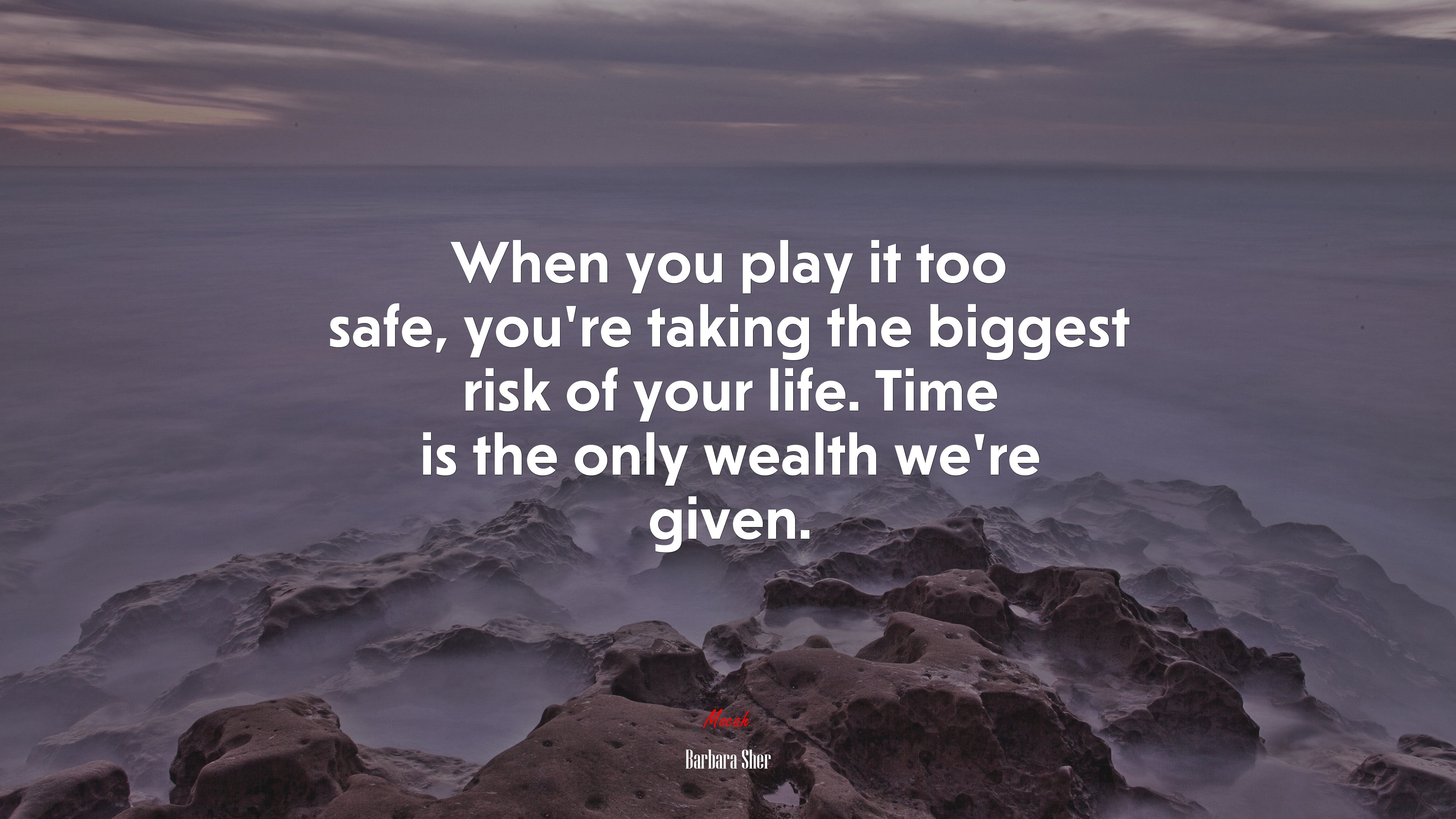 When you play it too safe, you’re taking the biggest risk of your life. Time is the only wealth we’re given. | Barbara Sher quote HD Wallpaper