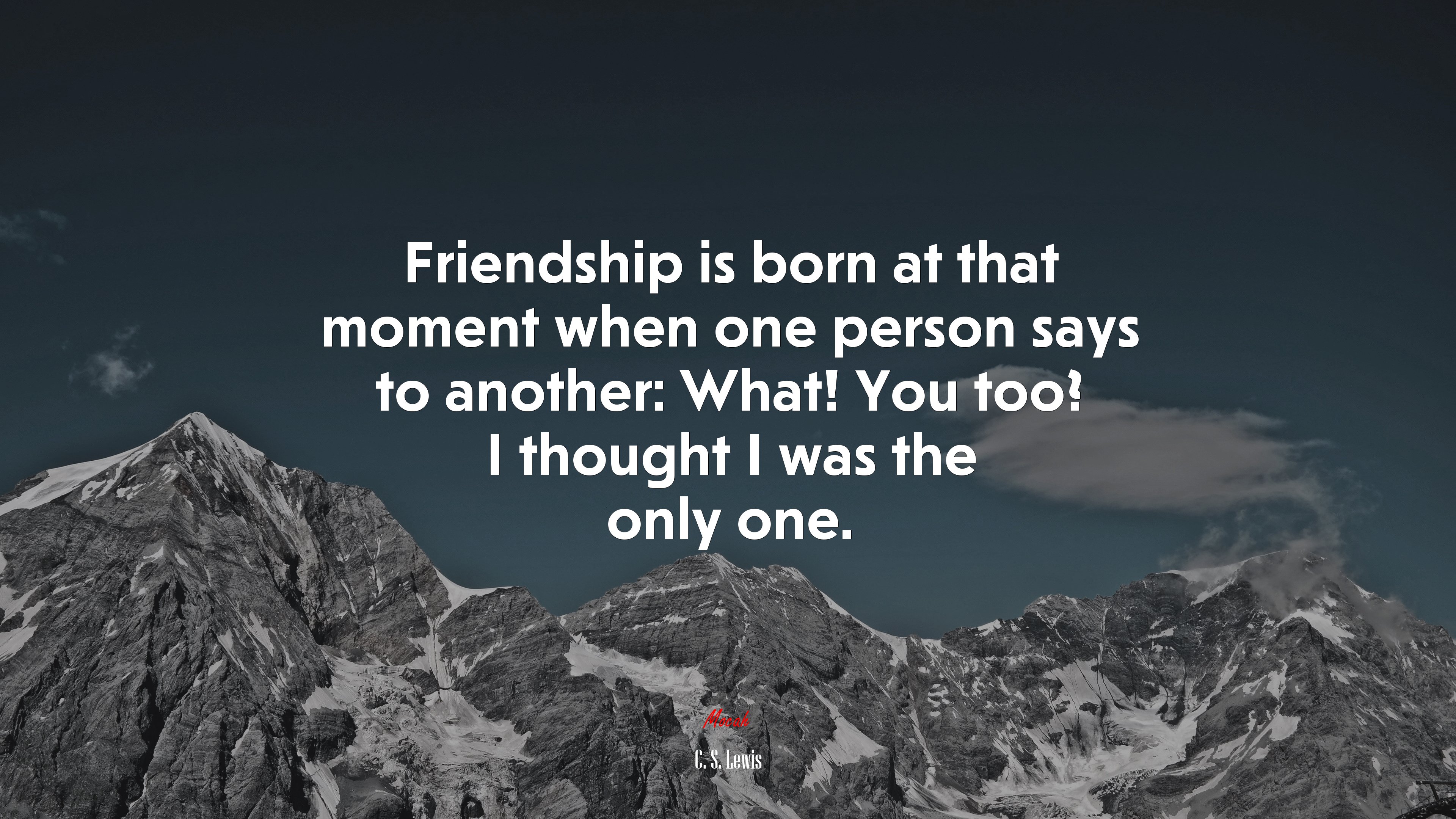 Friendship is born at that moment when one person says to another: What! You too? I thought I was the only one. | C. S. Lewis quote HD Wallpaper