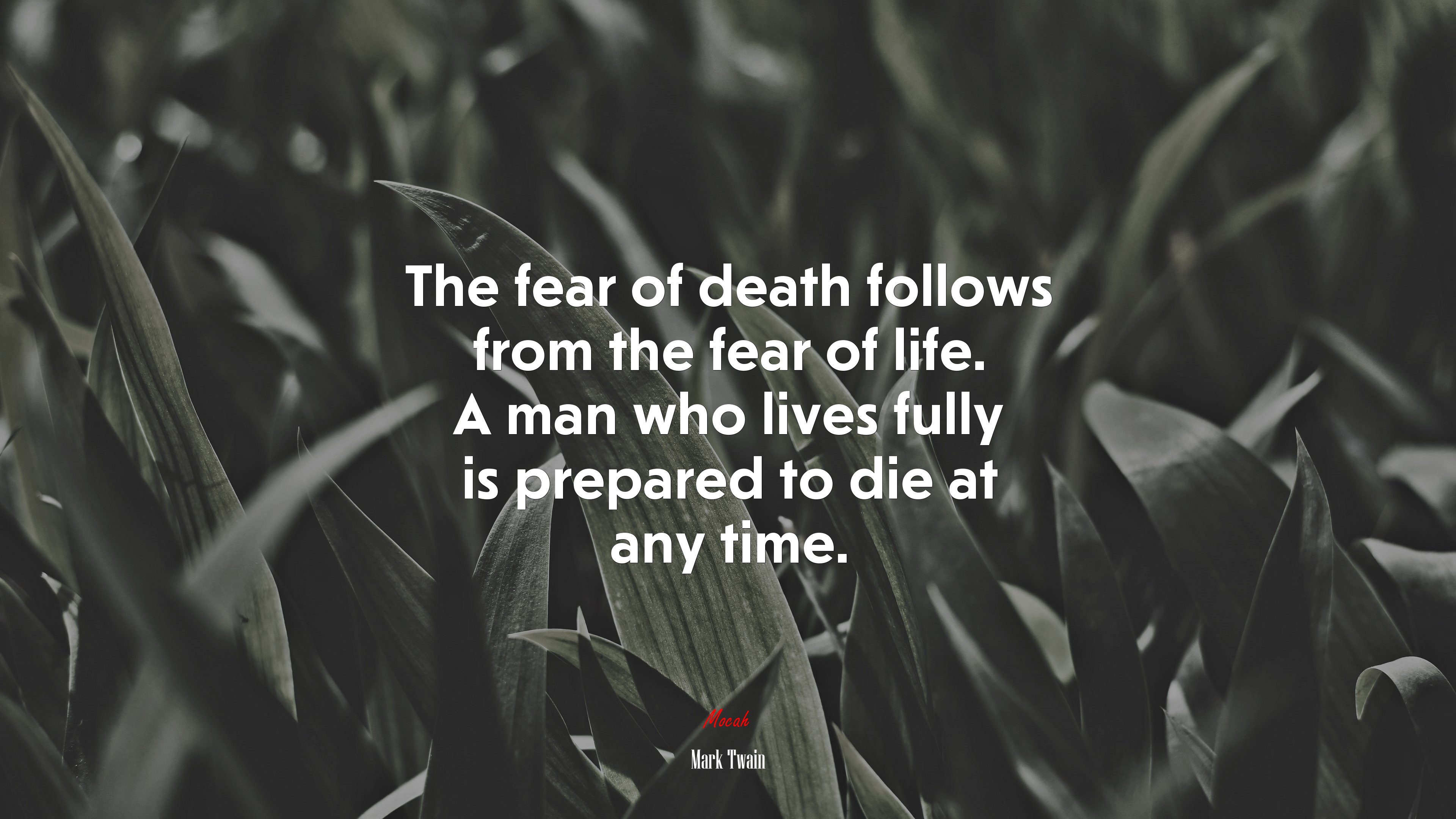 The fear of death follows from the fear of life. A man who lives fully is prepared to die at any time. | Mark Twain quote HD Wallpaper