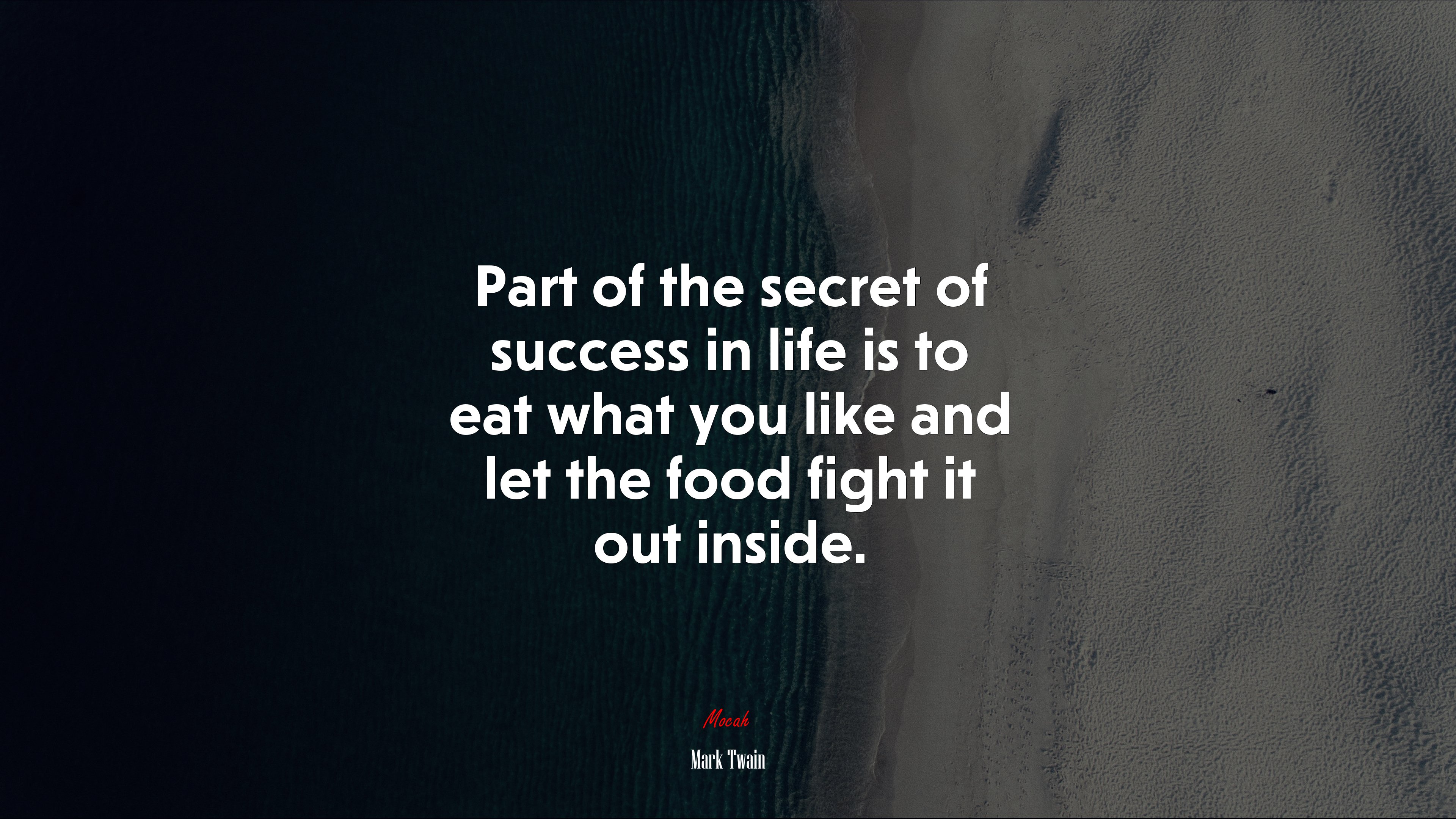 Part of the secret of success in life is to eat what you like and let the food fight it out inside. | Mark Twain quote HD Wallpaper