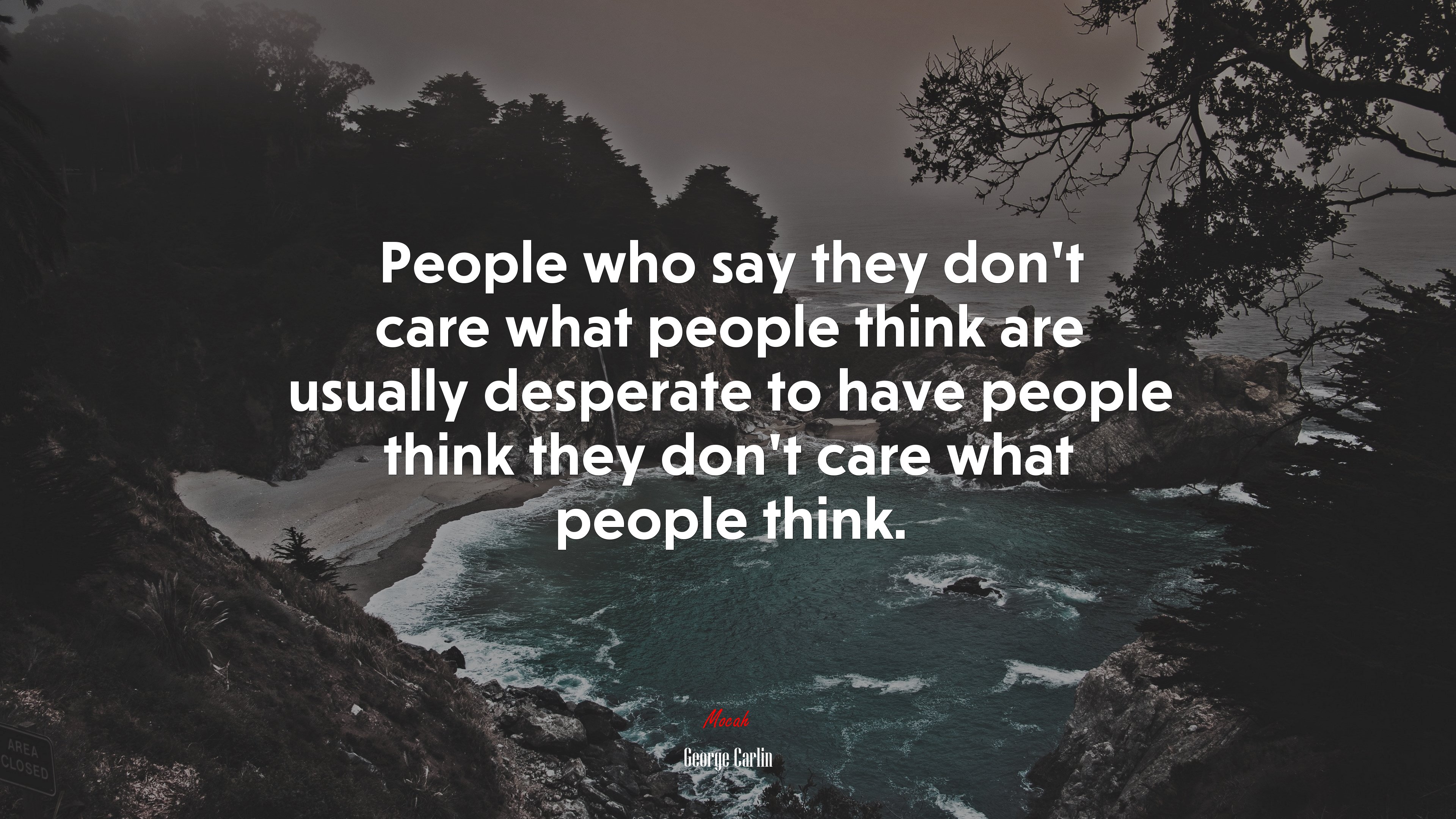 People who say they don’t care what people think are usually desperate to have people think they don’t care what people think. | George Carlin quote HD Wallpaper