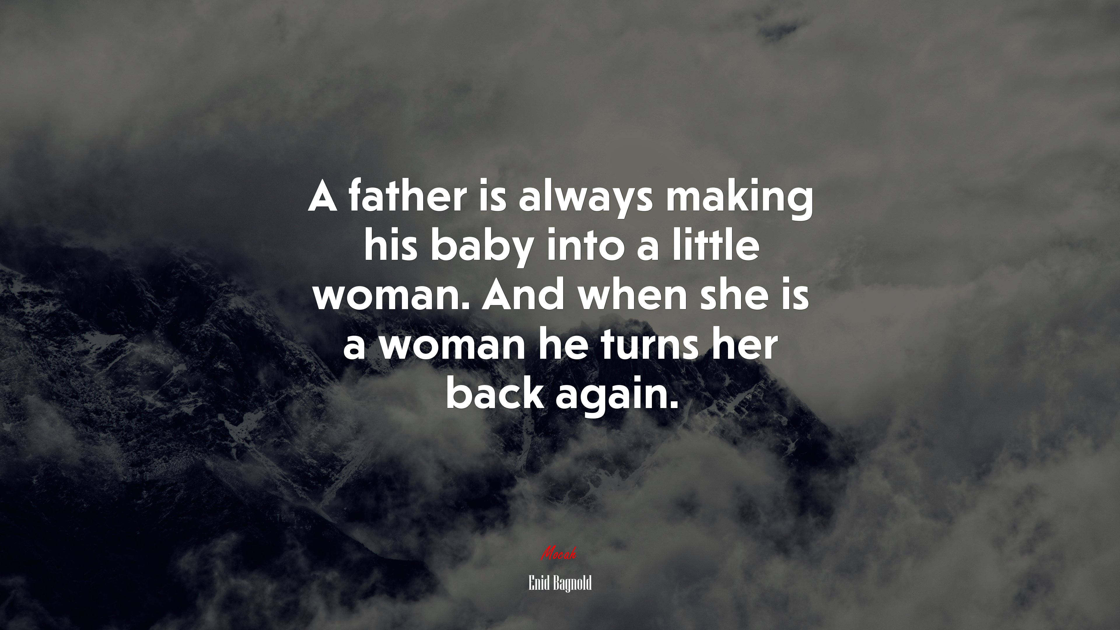 A father is always making his baby into a little woman. And when she is a woman he turns her back again. | Enid Bagnold quote HD Wallpaper