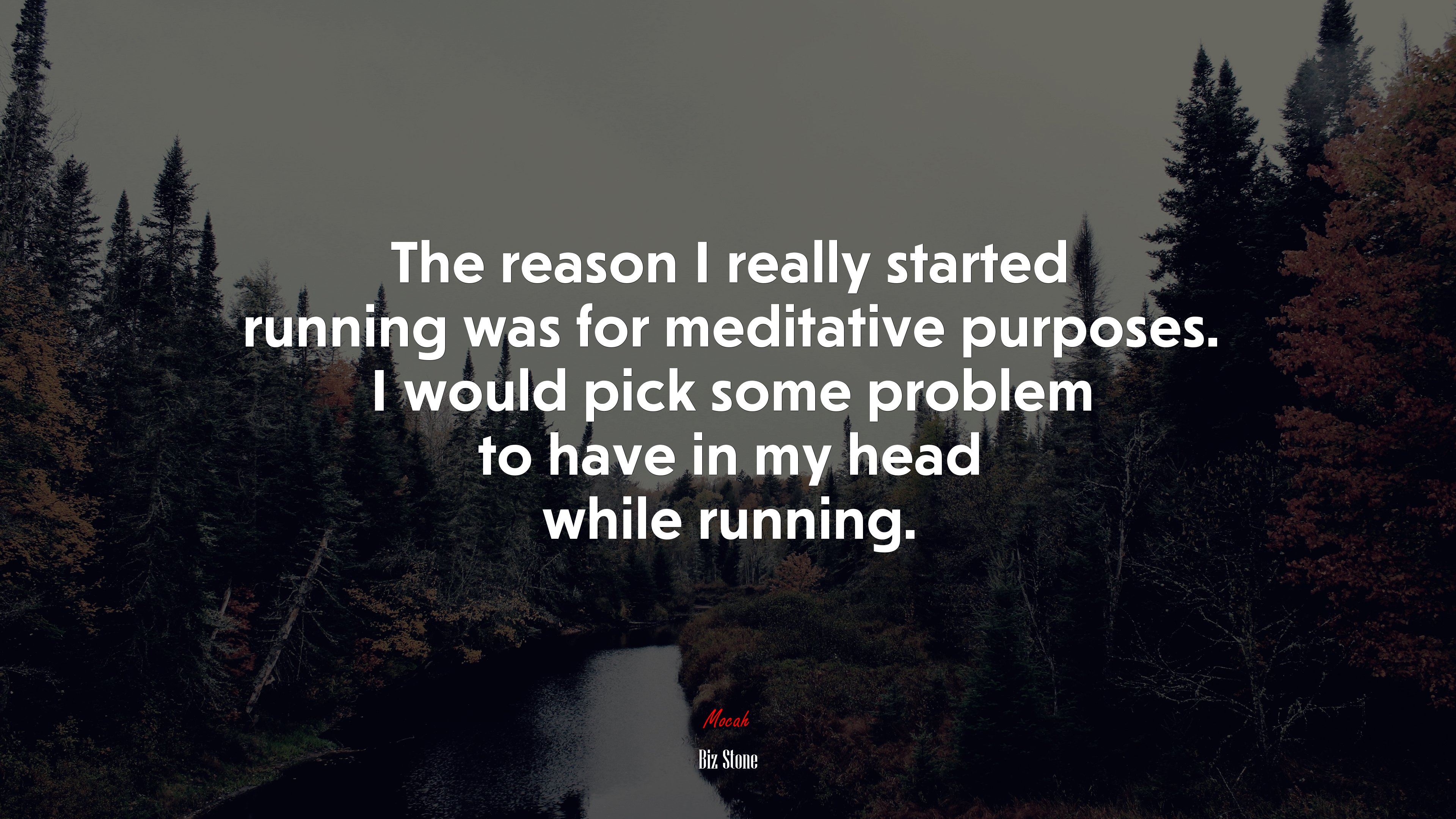 The reason I really started running was for meditative purposes. I would pick some problem to have in my head while running. | Biz Stone quote HD Wallpaper