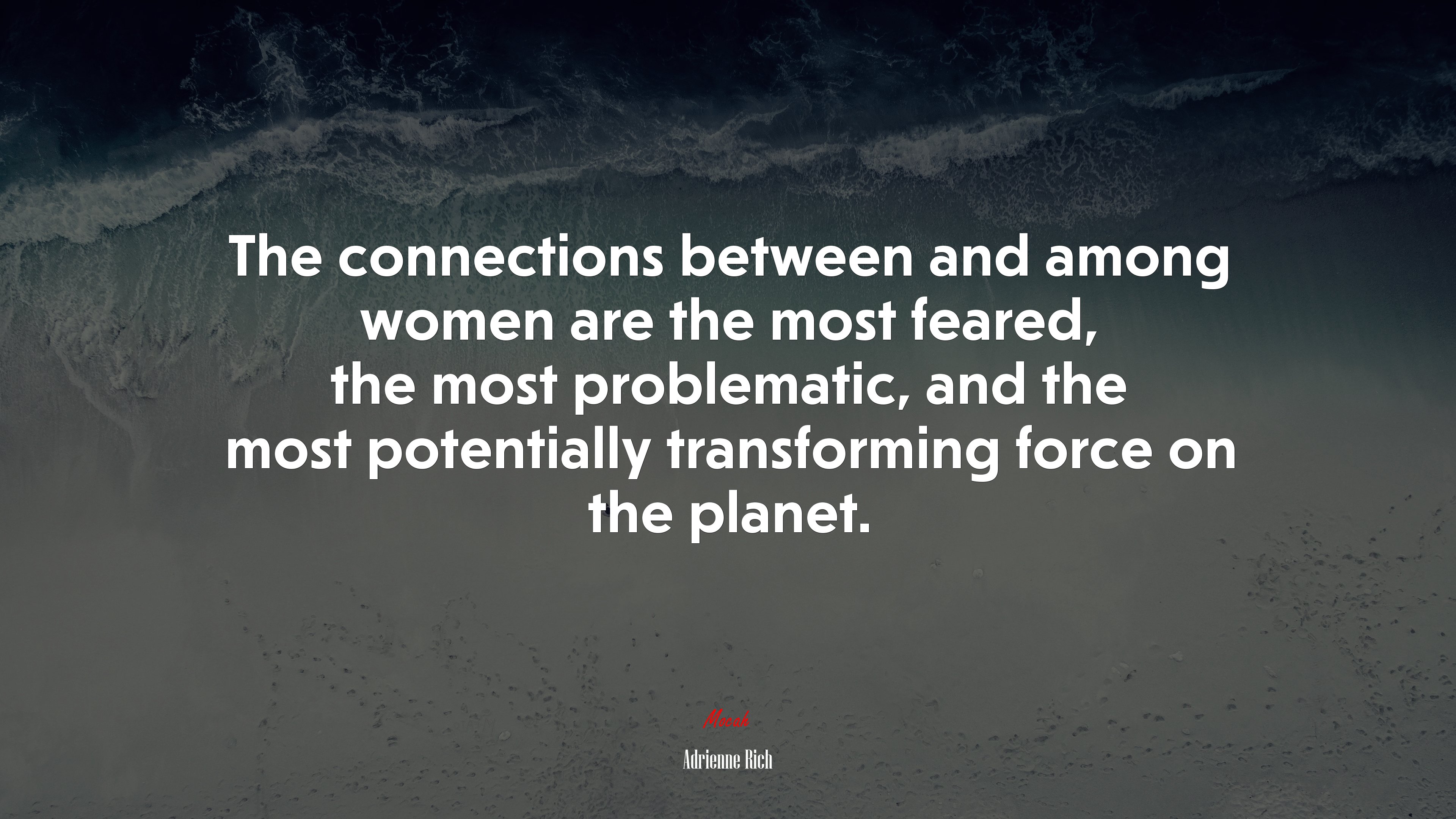 The connections between and among women are the most feared, the most problematic, and the most potentially transforming force on the planet. | Adrienne Rich quote HD Wallpaper