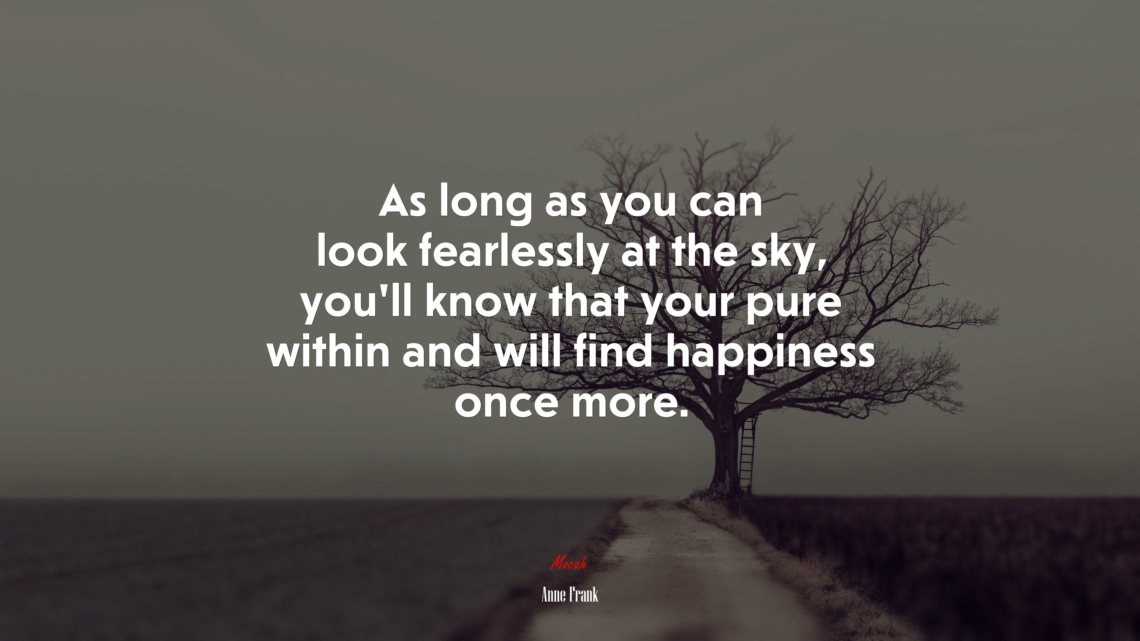 As long as you can look fearlessly at the sky, you’ll know that your pure within and will find happiness once more. | Anne Frank quote HD Wallpaper