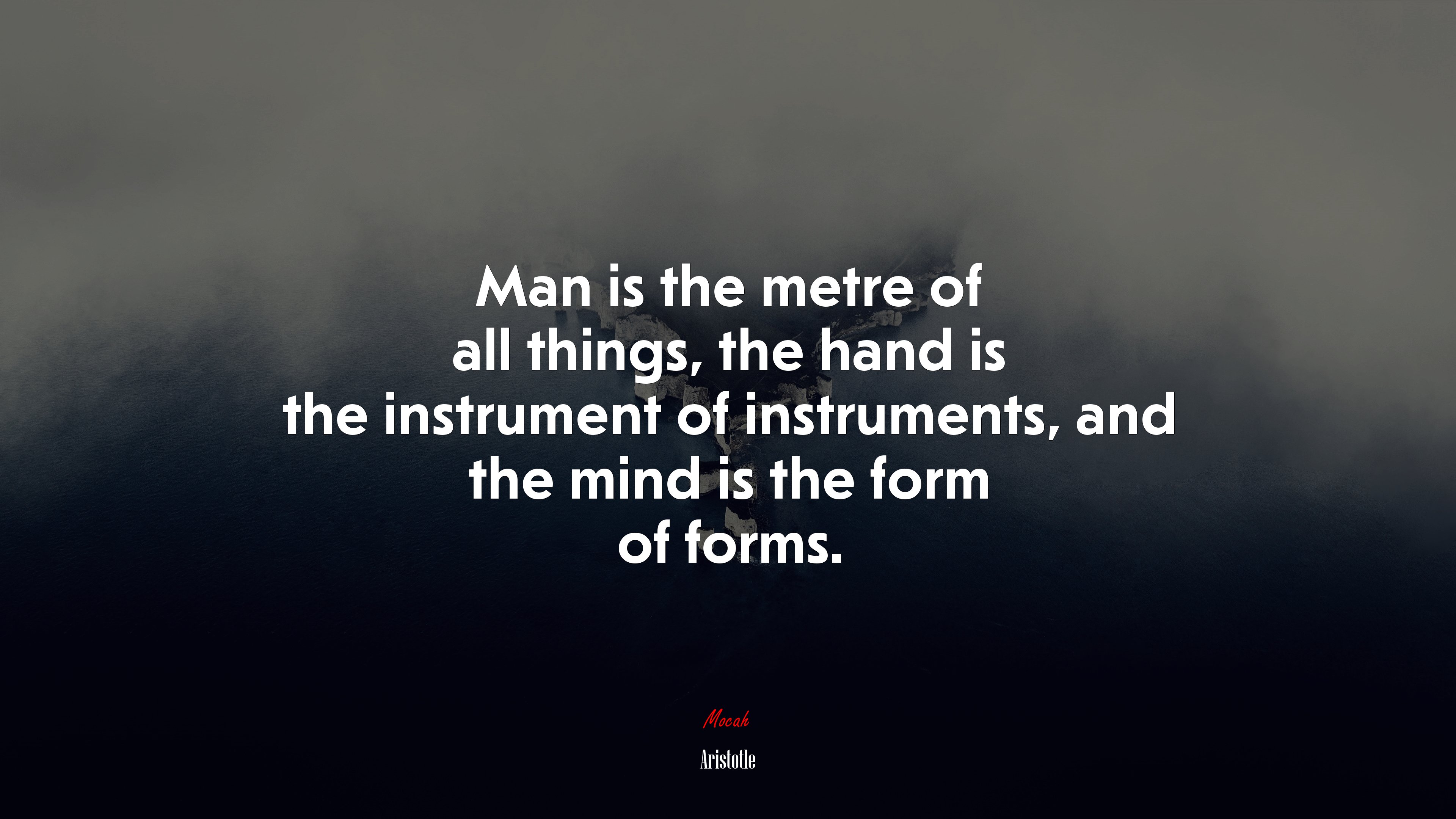 Man is the metre of all things, the hand is the instrument of instruments, and the mind is the form of forms. | Aristotle quote HD Wallpaper