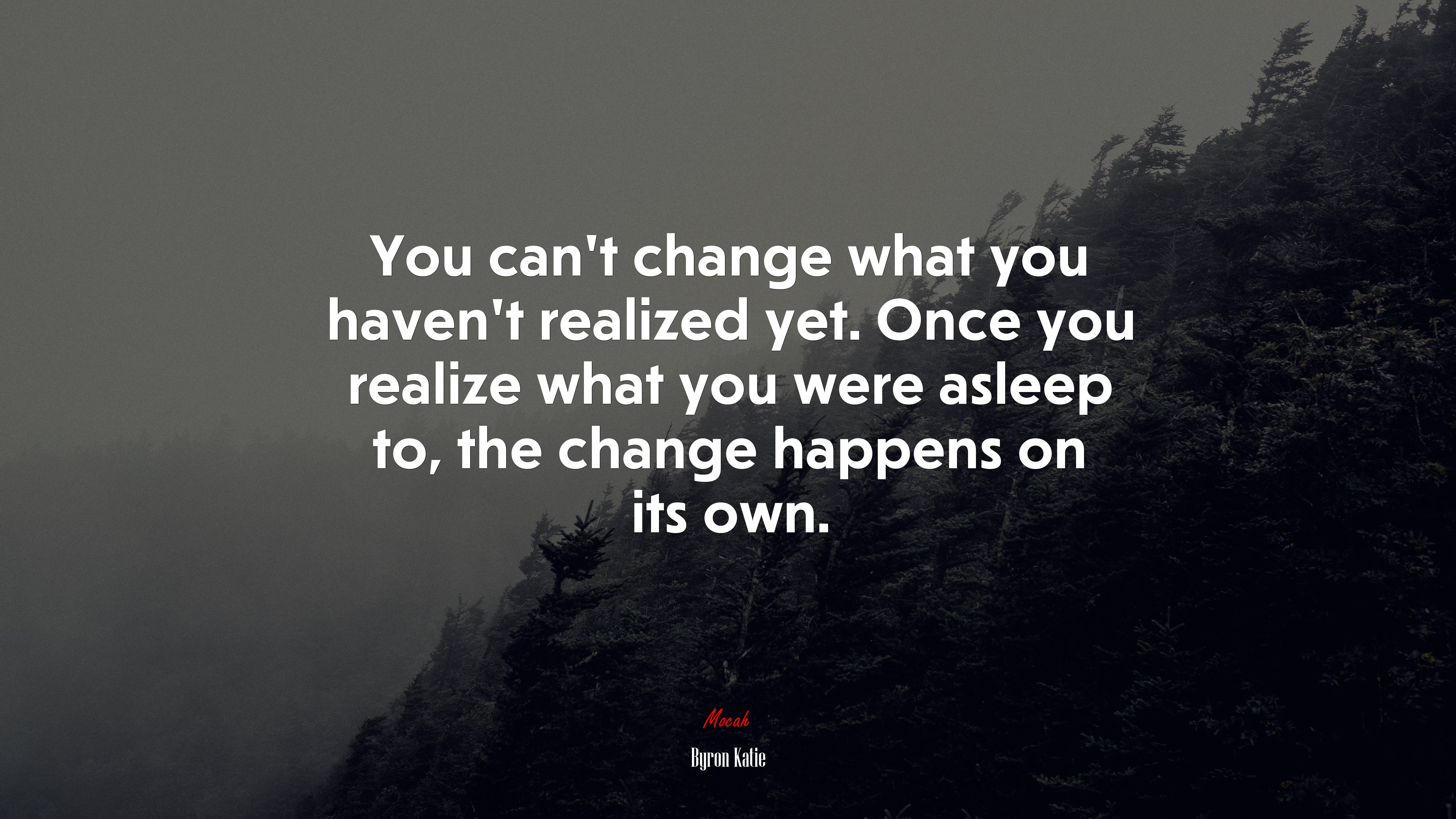 You can’t change what you haven’t realized yet. Once you realize what you were asleep to, the change happens on its own. | Byron Katie quote HD Wallpaper