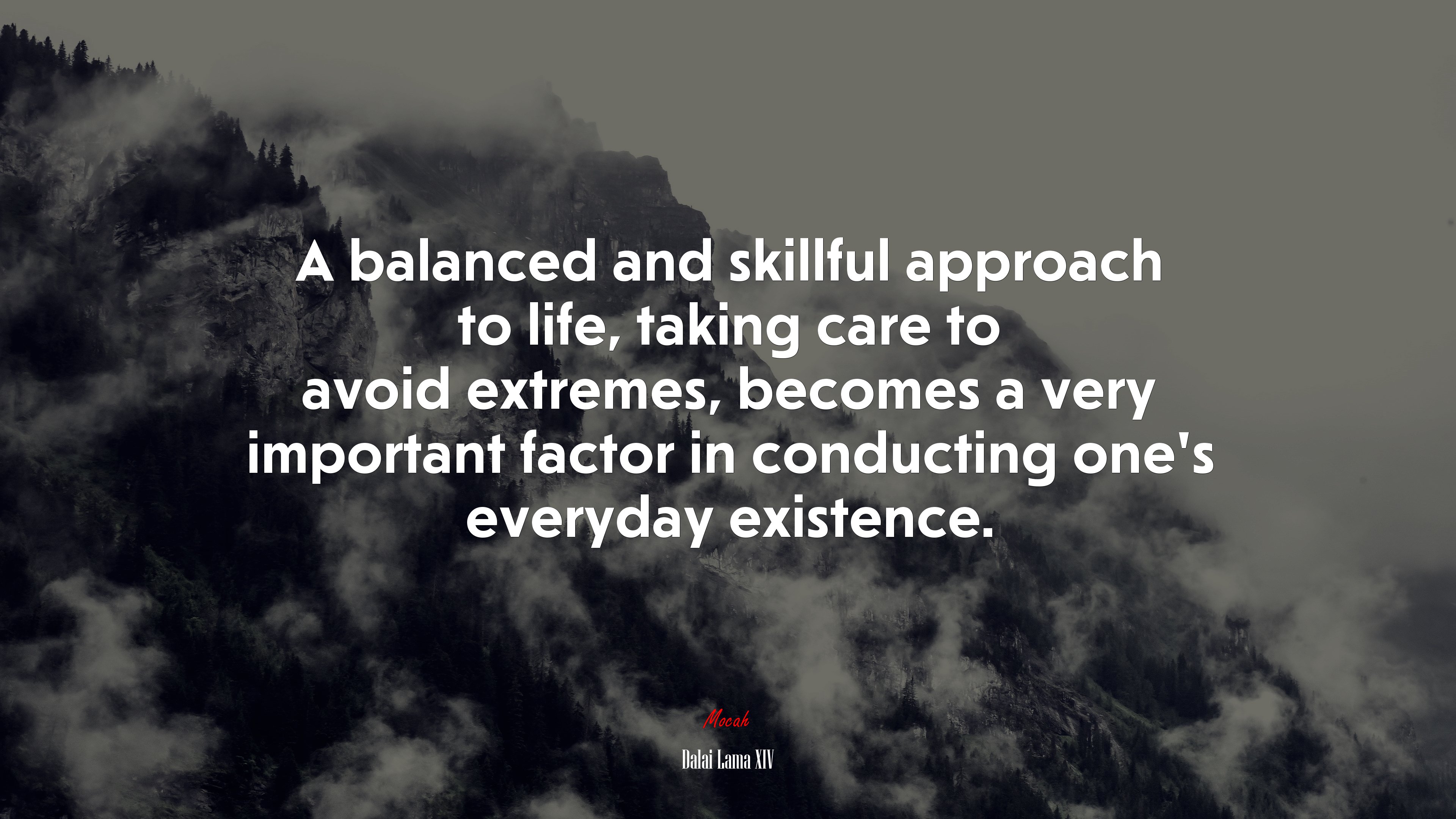 A balanced and skillful approach to life, taking care to avoid extremes, becomes a very important factor in conducting one’s everyday existence. | Dalai Lama XIV quote HD Wallpaper