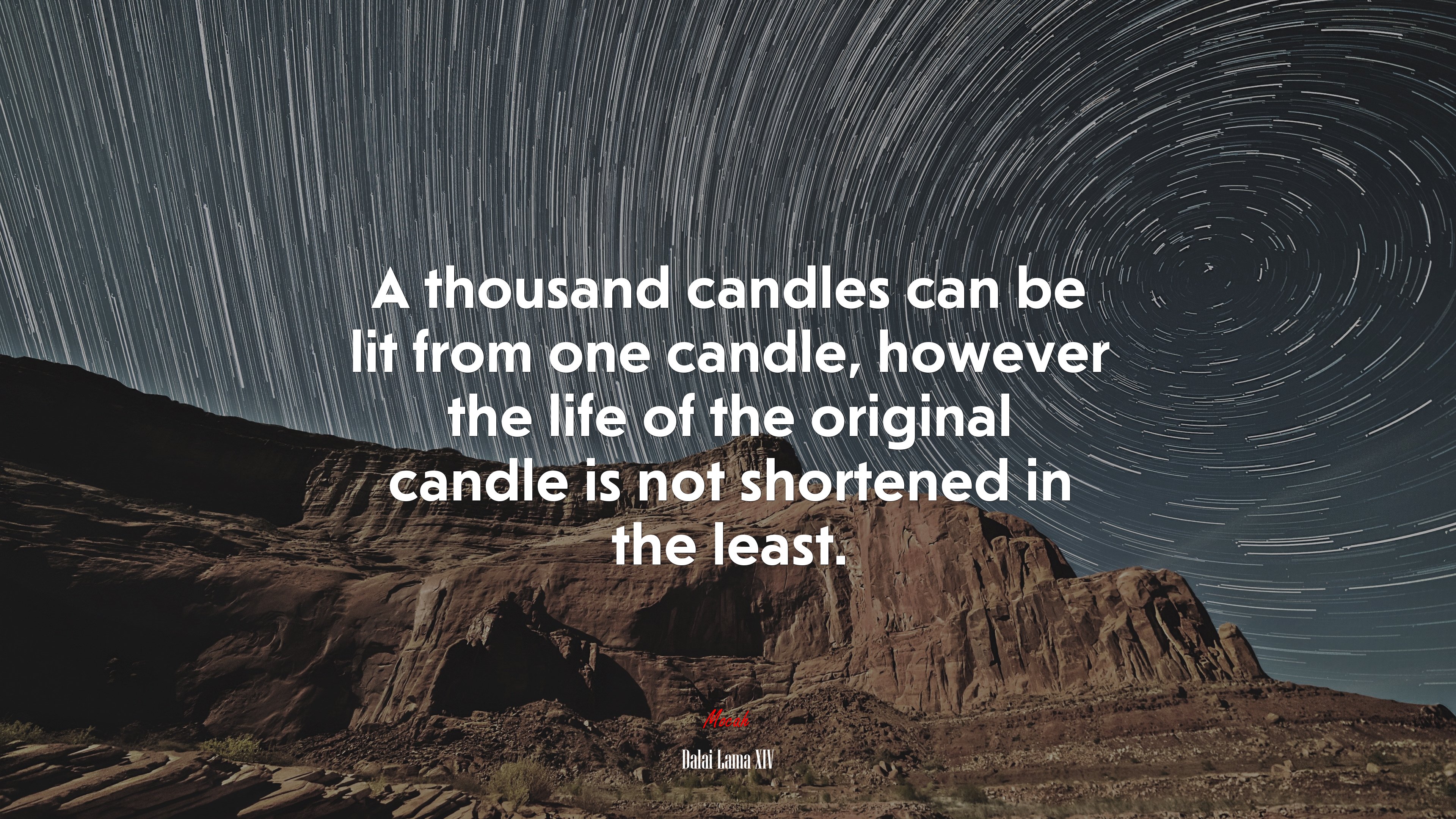 A thousand candles can be lit from one candle, however the life of the original candle is not shortened in the least. | Dalai Lama XIV quote HD Wallpaper