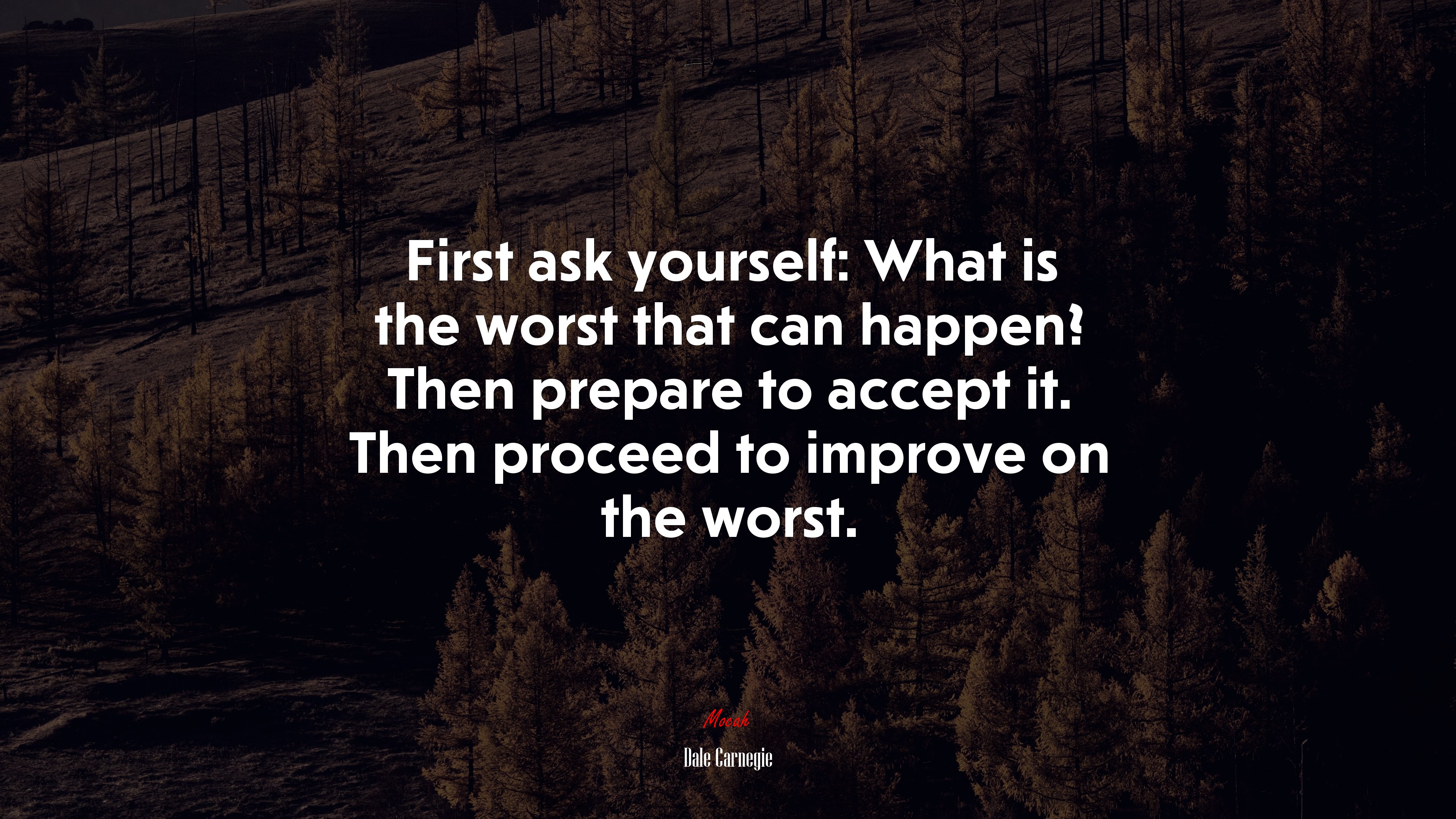 First ask yourself: What is the worst that can happen? Then prepare to accept it. Then proceed to improve on the worst. | Dale Carnegie quote HD Wallpaper