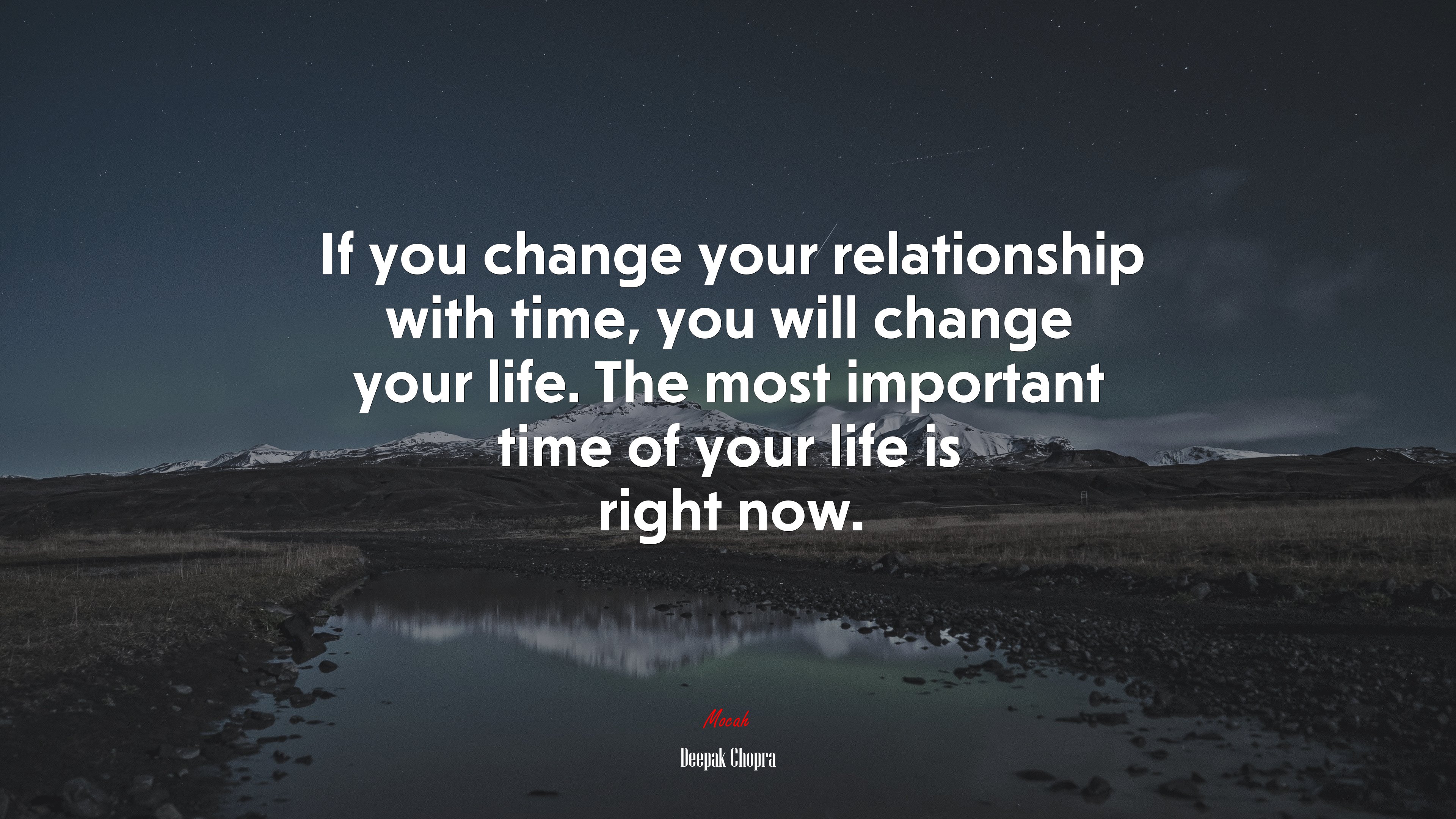 If you change your relationship with time, you will change your life. The most important time of your life is right now. | Deepak Chopra quote HD Wallpaper