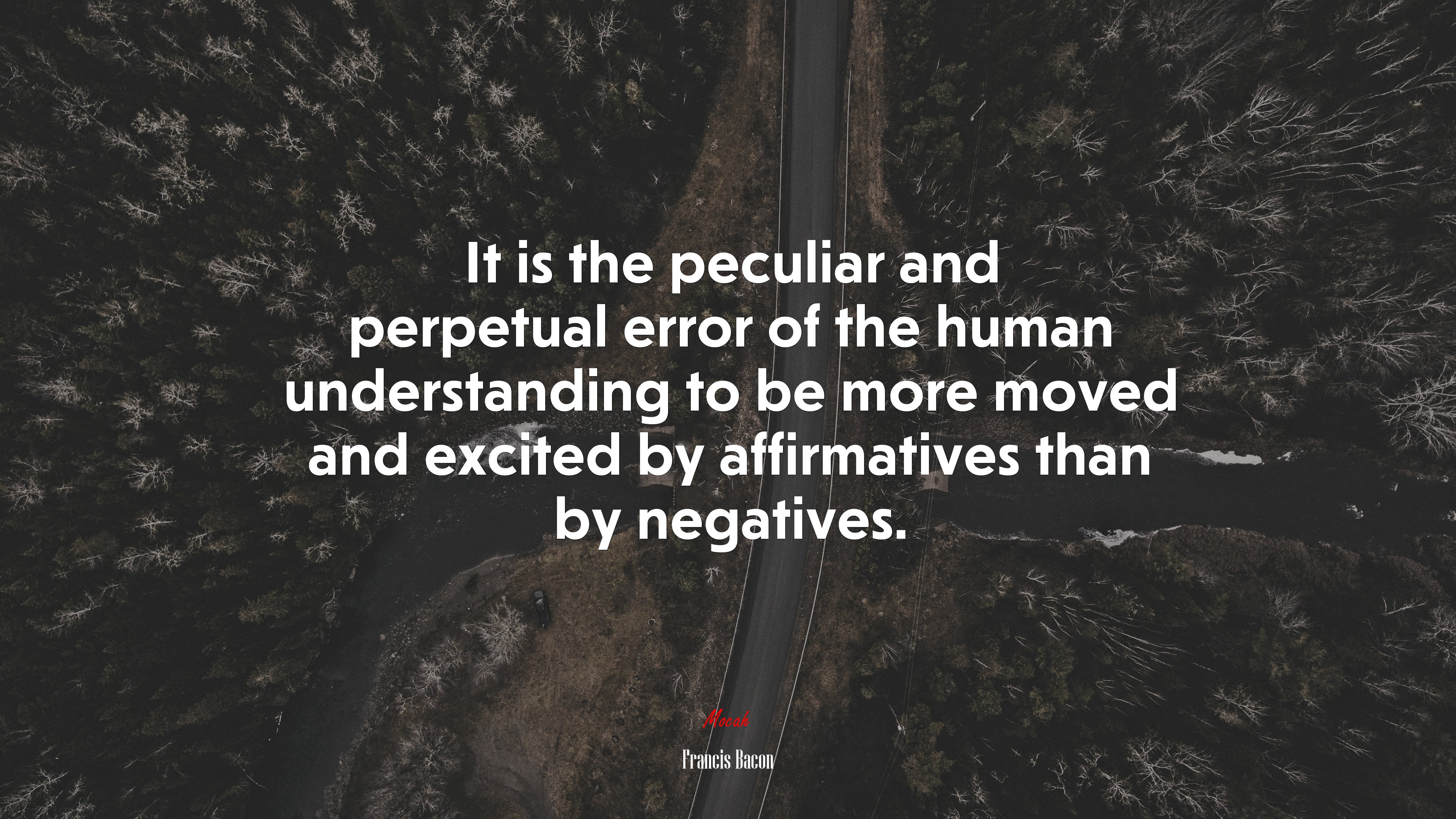 It is the peculiar and perpetual error of the human understanding to be more moved and excited by affirmatives than by negatives. | Francis Bacon quote HD Wallpaper