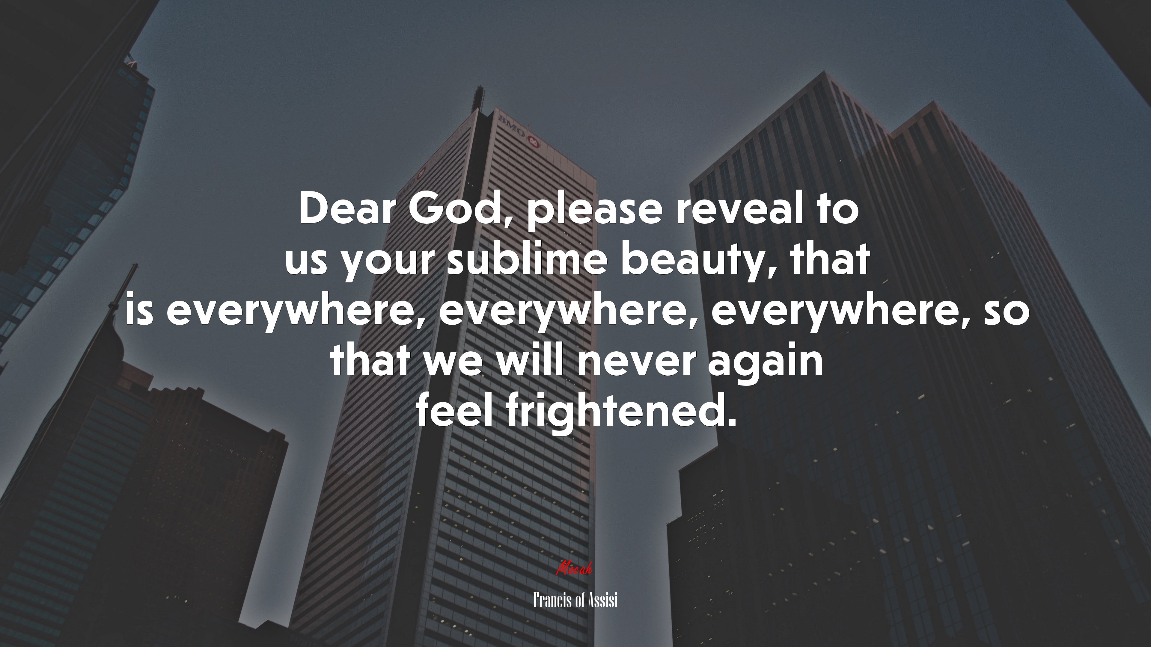 Dear God, please reveal to us your sublime beauty, that is everywhere, everywhere, everywhere, so that we will never again feel frightened. | Francis of Assisi quote HD Wallpaper
