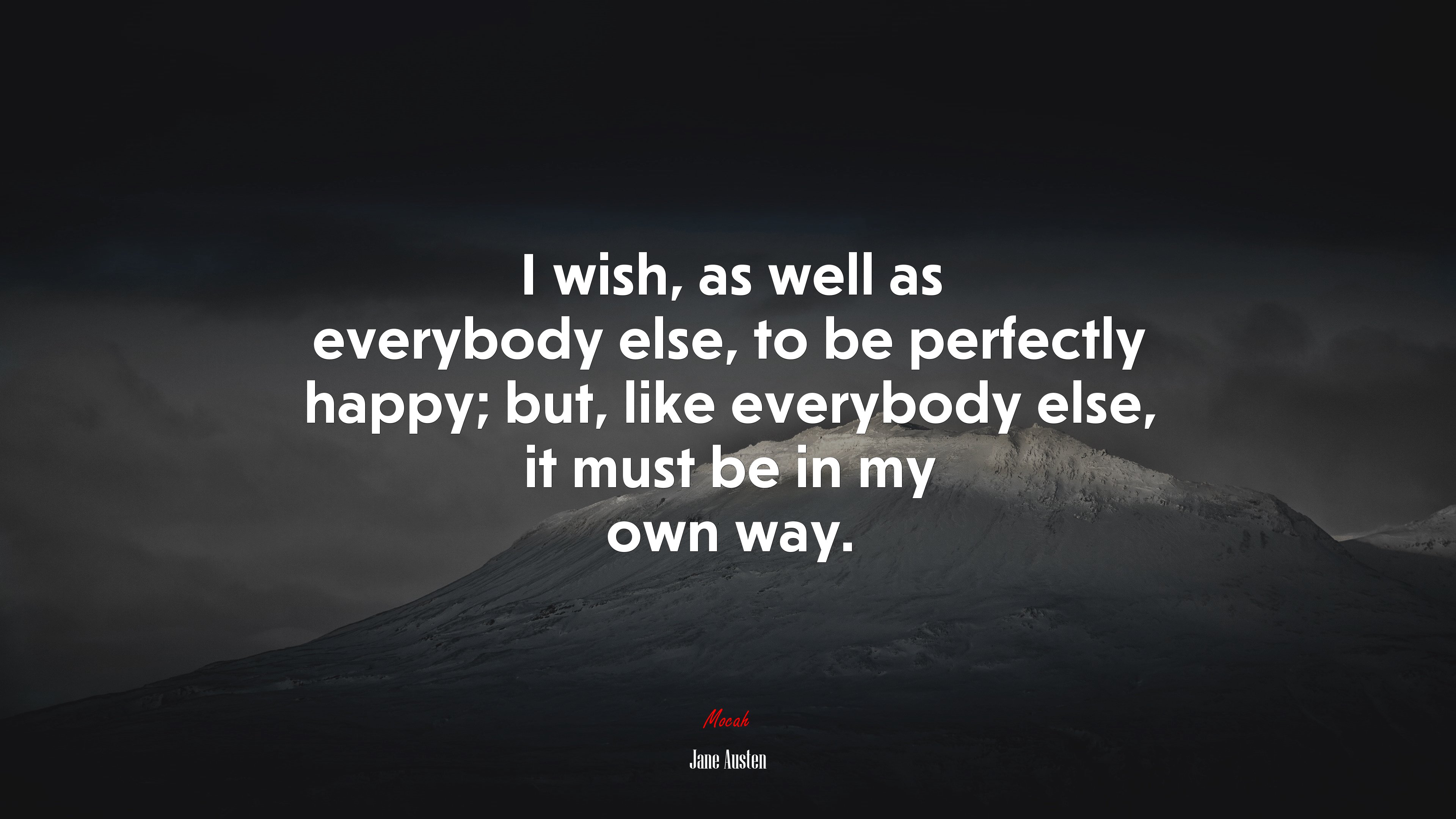 I wish, as well as everybody else, to be perfectly happy; but, like everybody else, it must be in my own way. | Jane Austen quote HD Wallpaper