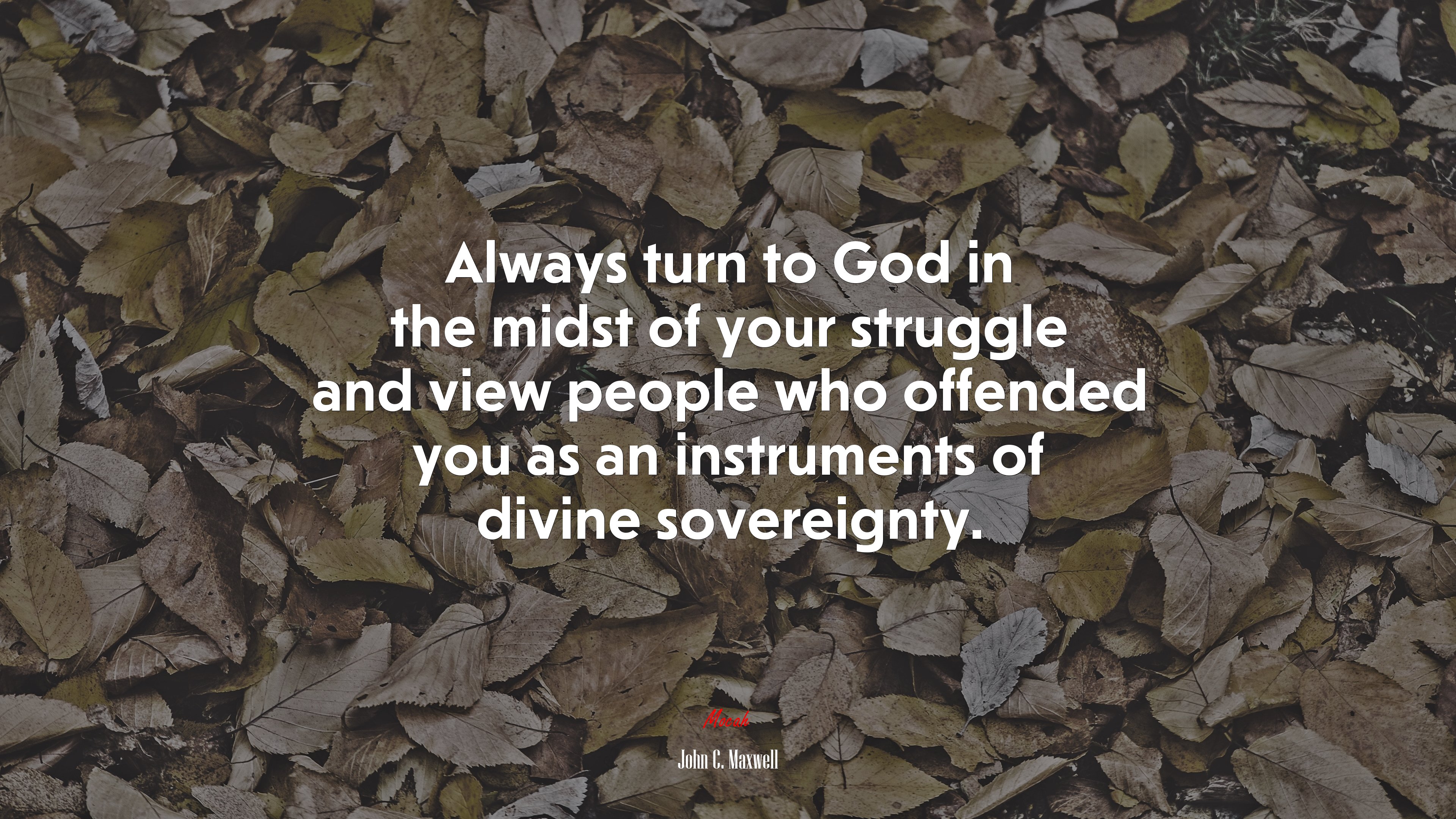 Always turn to God in the midst of your struggle and view people who offended you as an instruments of divine sovereignty. | John C. Maxwell quote HD Wallpaper
