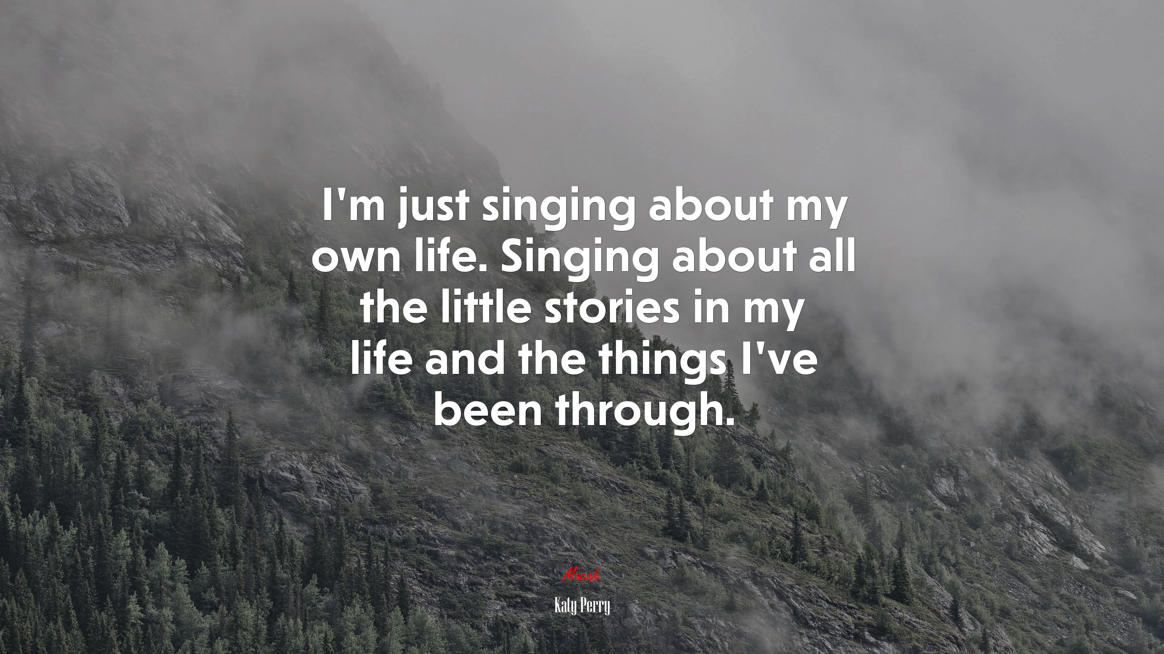 I’m just singing about my own life. Singing about all the little stories in my life and the things I’ve been through. | Katy Perry quote HD Wallpaper
