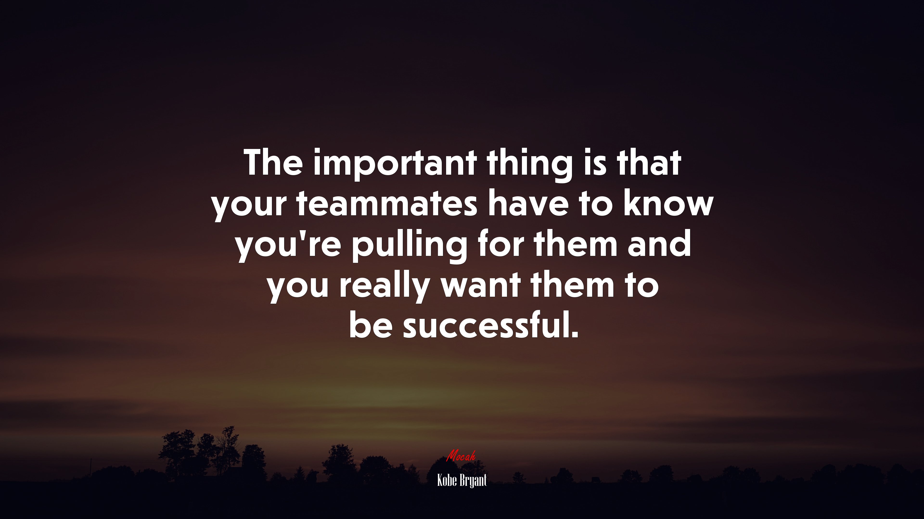 The important thing is that your teammates have to know you’re pulling for them and you really want them to be successful. | Kobe Bryant quote HD Wallpaper
