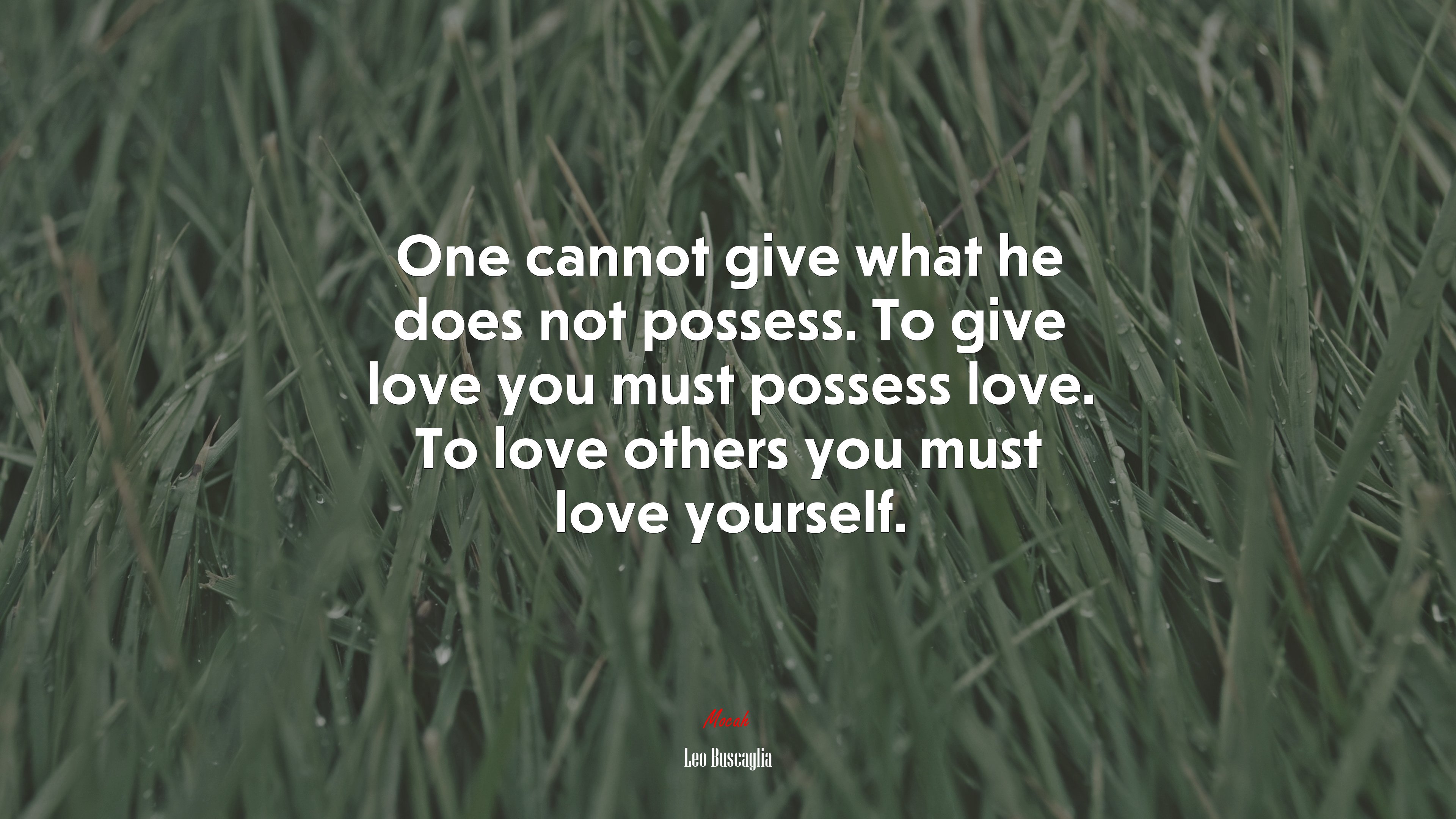 One cannot give what he does not possess. To give love you must possess love. To love others you must love yourself. | Leo Buscaglia quote HD Wallpaper