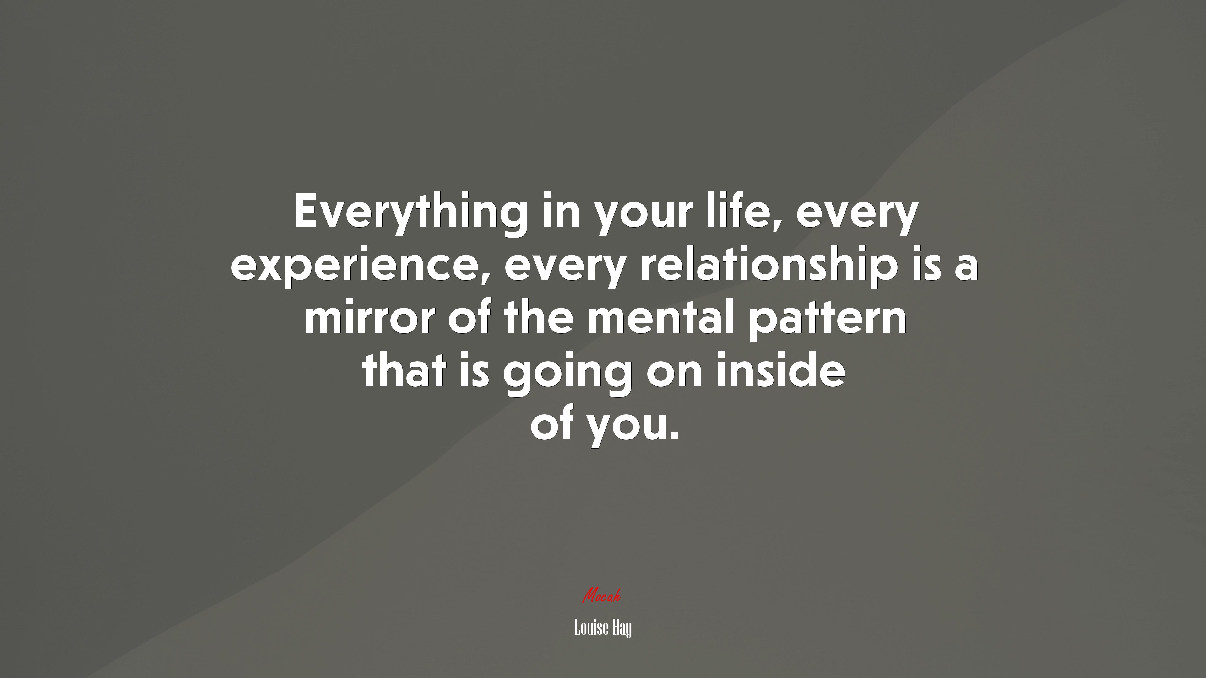 Everything in your life, every experience, every relationship is a mirror of the mental pattern that is going on inside of you. | Louise Hay quote HD Wallpaper