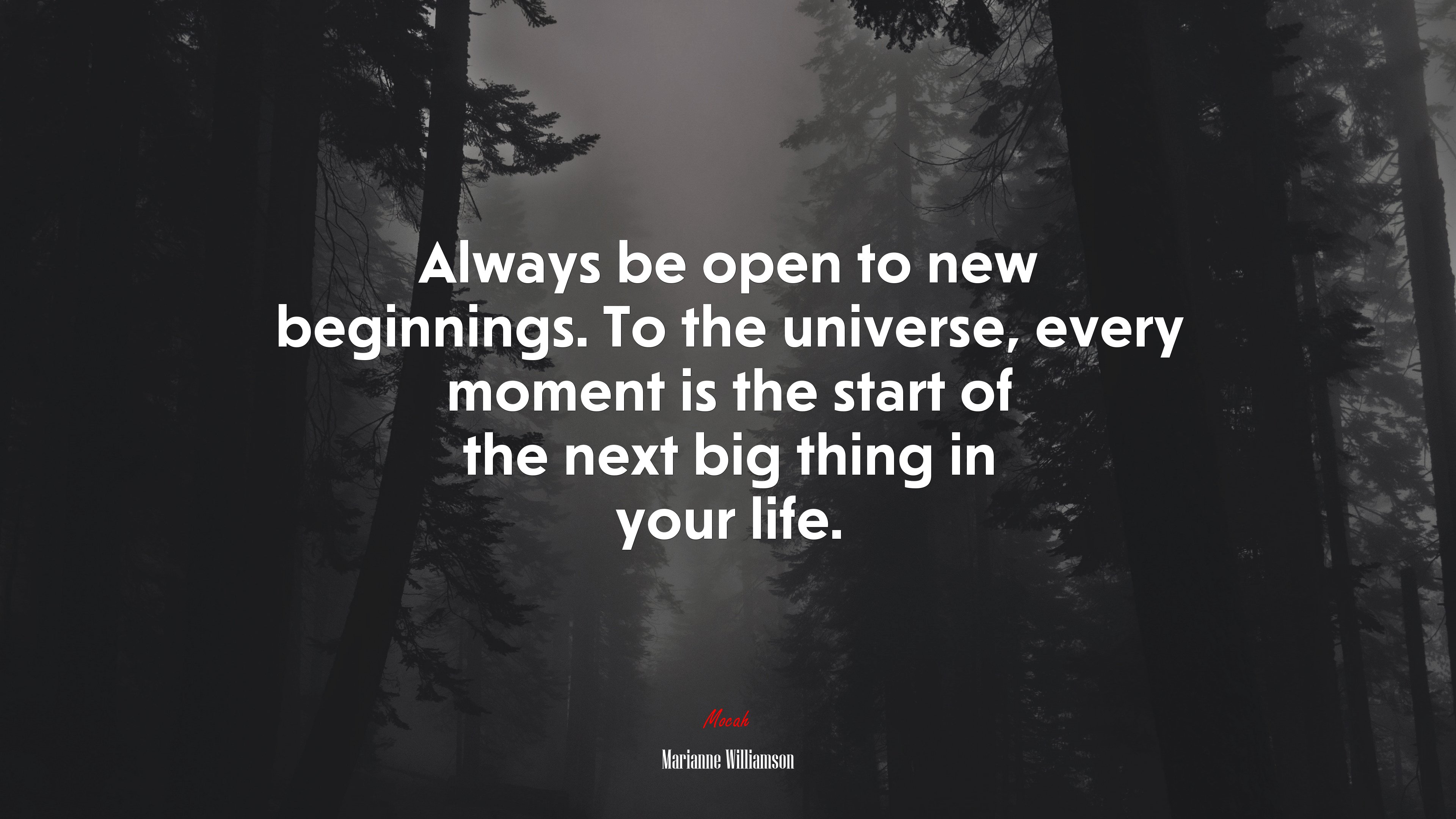 Always be open to new beginnings. To the universe, every moment is the start of the next big thing in your life. | Marianne Williamson quote HD Wallpaper