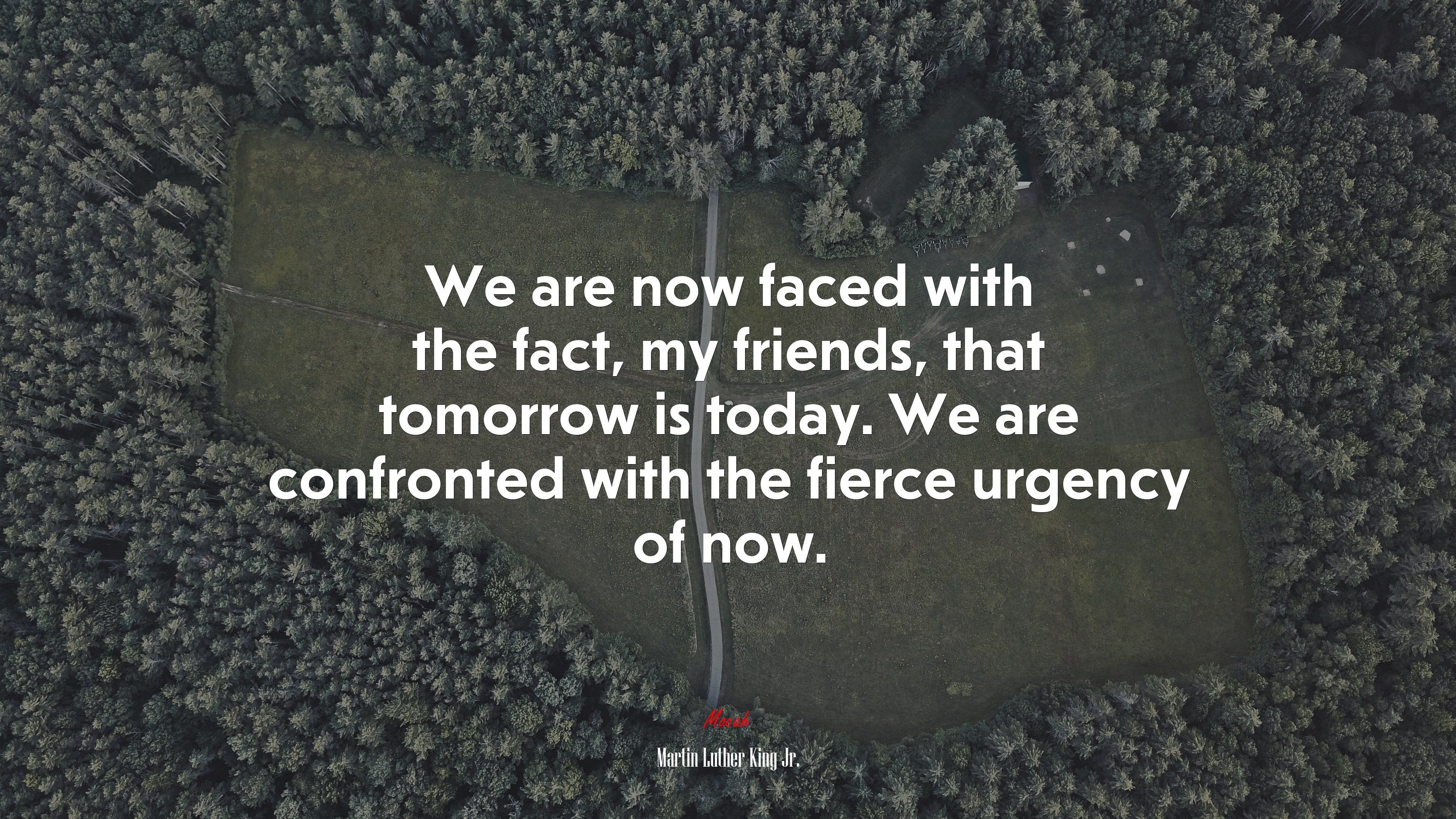 We are now faced with the fact, my friends, that tomorrow is today. We are confronted with the fierce urgency of now. | Martin Luther King Jr. quote HD Wallpaper