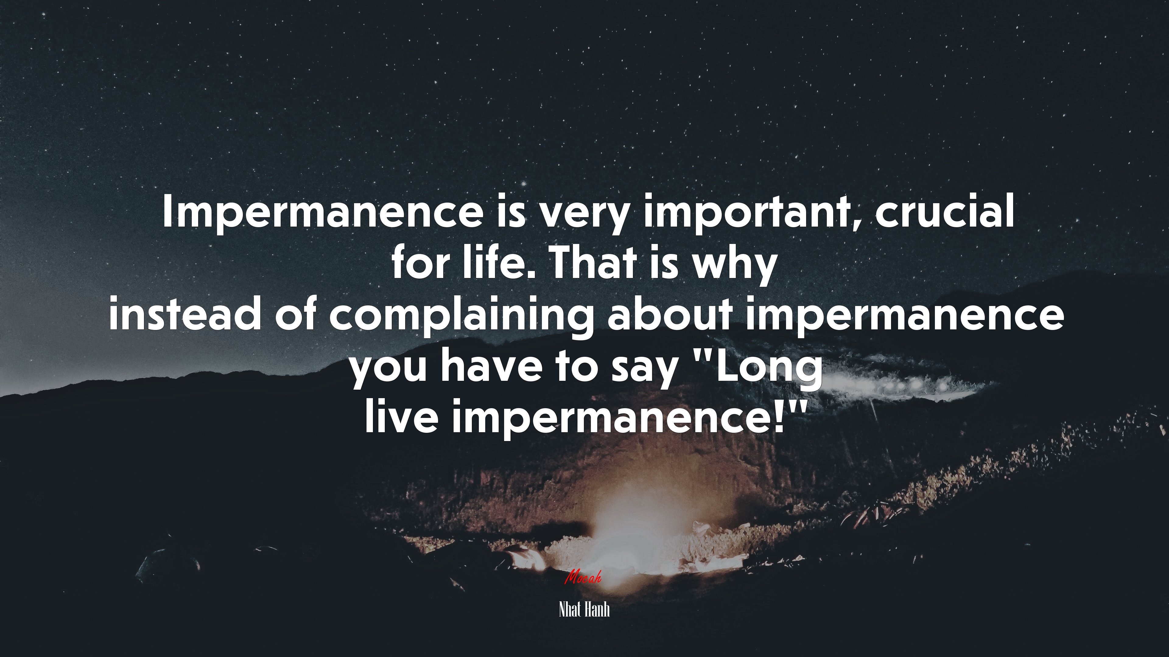Impermanence is very important, crucial for life. That is why instead of complaining about impermanence you have to say “Long live impermanence!” | Nhat Hanh quote HD Wallpaper