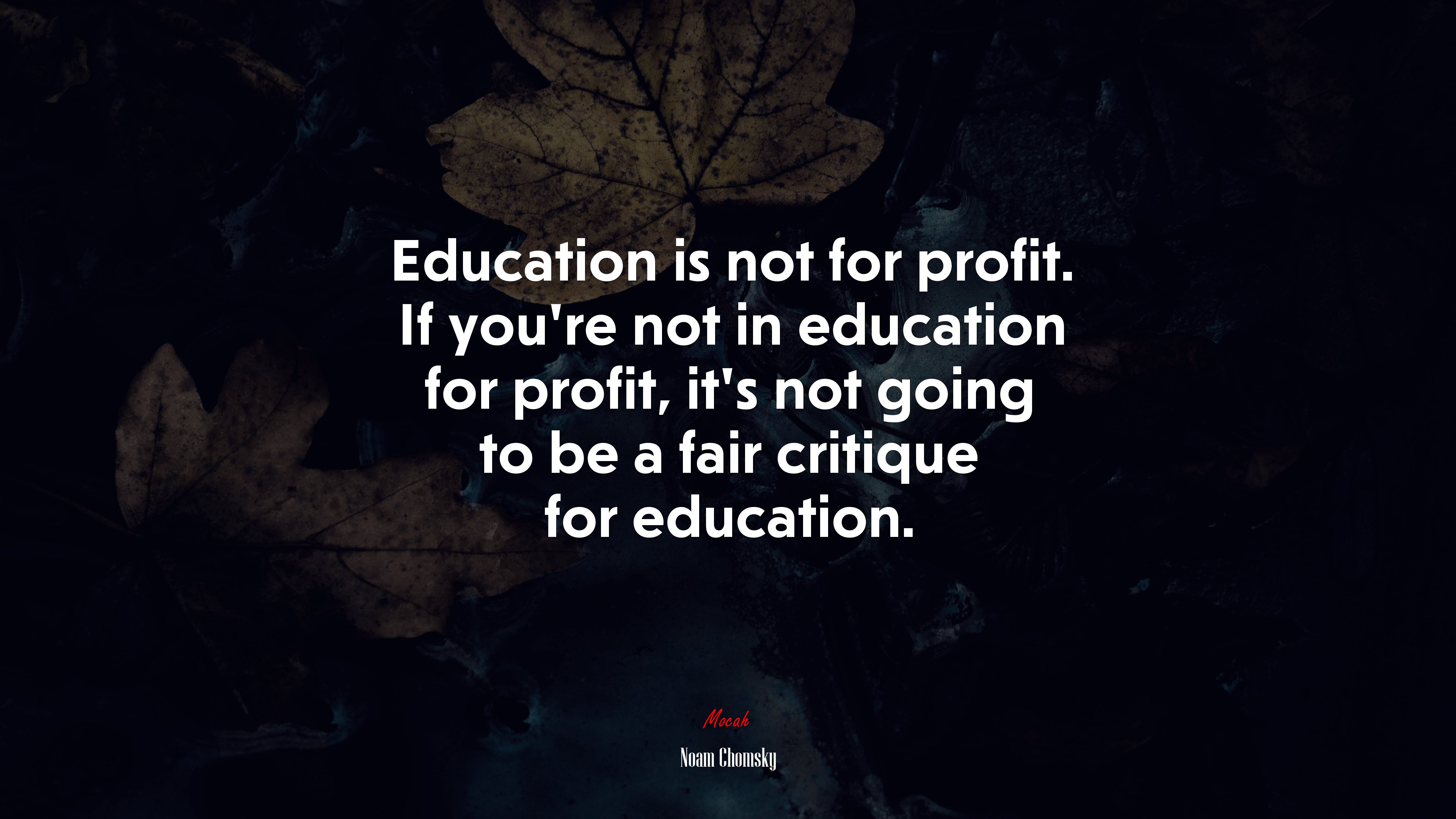 Education is not for profit. If you’re not in education for profit, it’s not going to be a fair critique for education. | Noam Chomsky quote HD Wallpaper