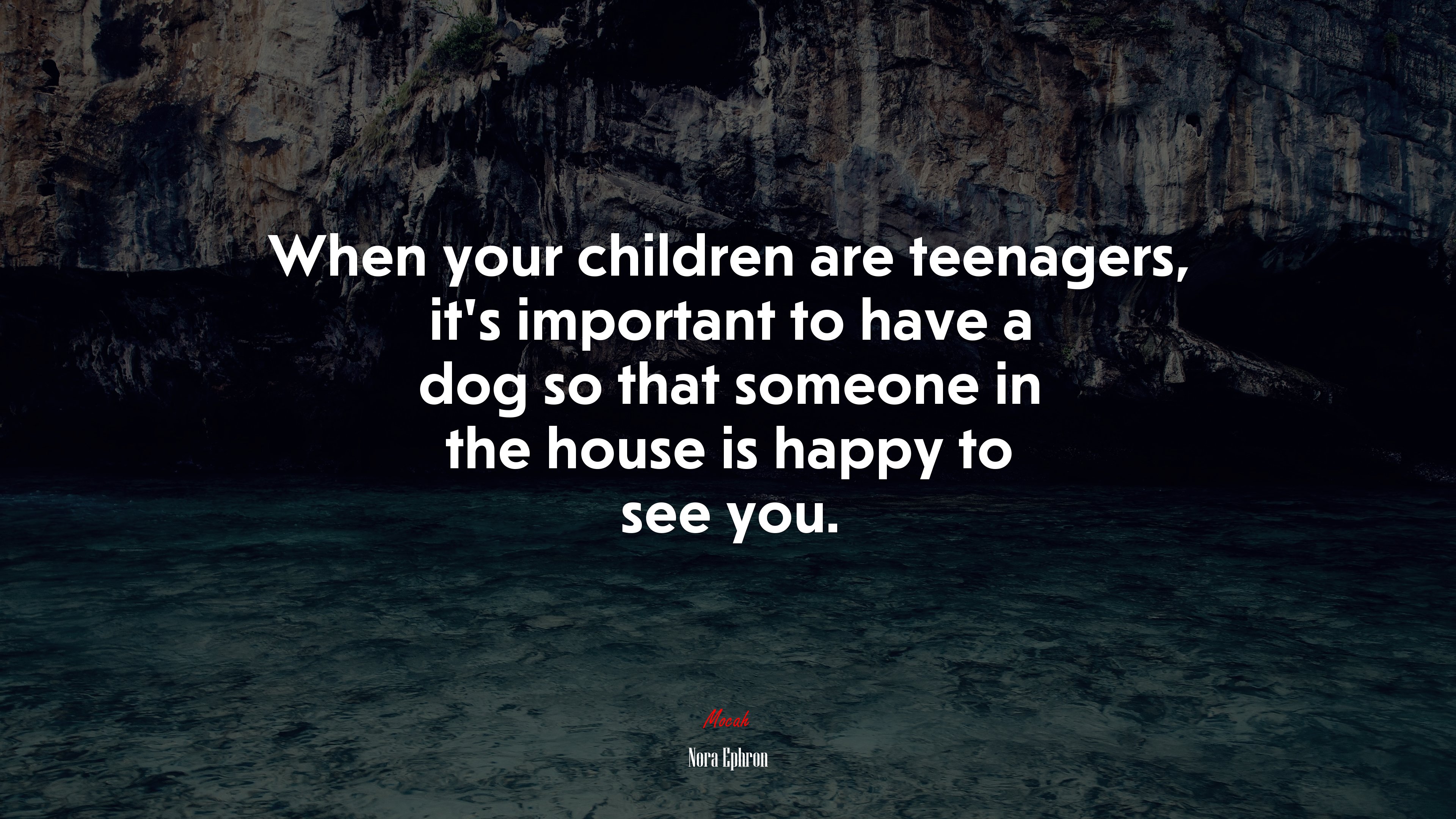 When your children are teenagers, it’s important to have a dog so that someone in the house is happy to see you. | Nora Ephron quote HD Wallpaper