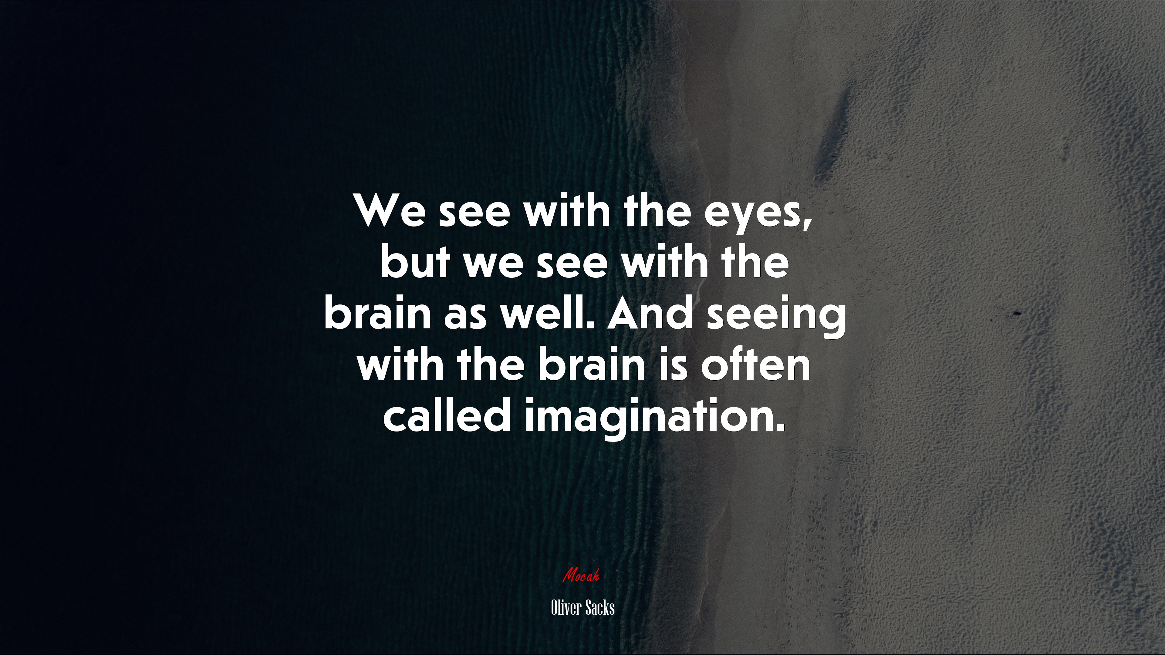 We see with the eyes, but we see with the brain as well. And seeing with the brain is often called imagination. | Oliver Sacks quote HD Wallpaper