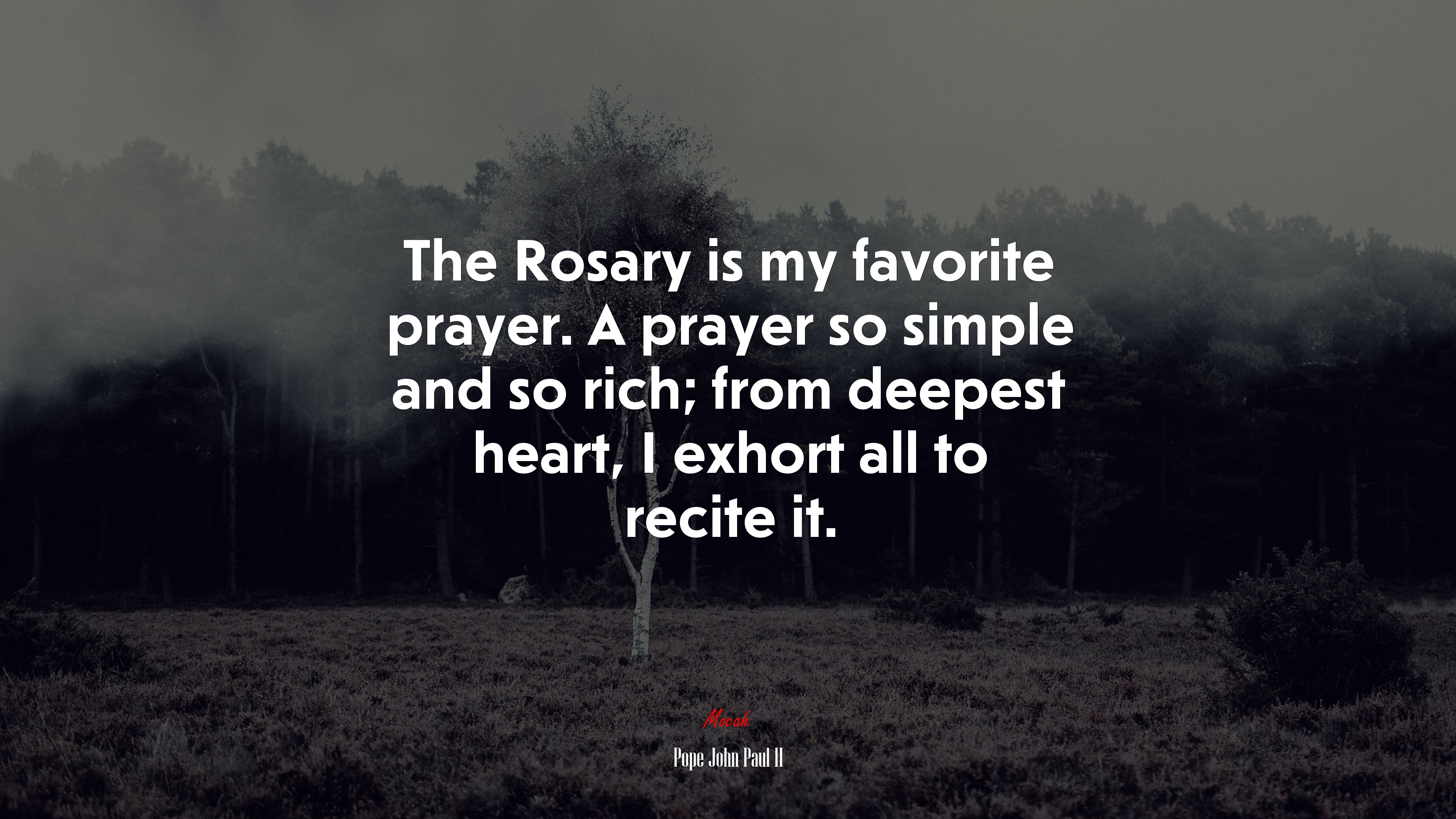 The Rosary is my favorite prayer. A prayer so simple and so rich; from deepest heart, I exhort all to recite it. | Pope John Paul II quote HD Wallpaper