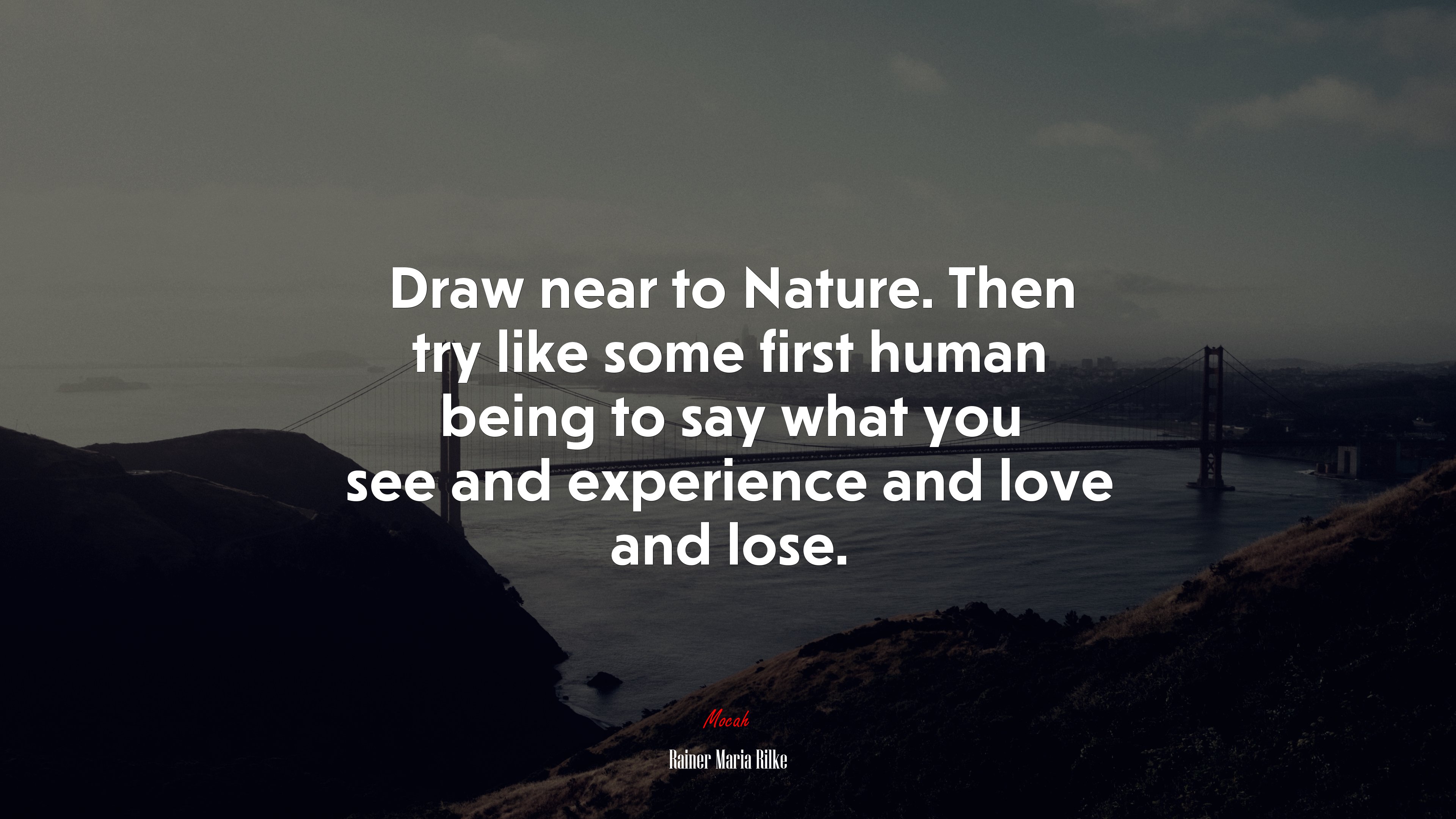 Draw near to Nature. Then try like some first human being to say what you see and experience and love and lose. | Rainer Maria Rilke quote HD Wallpaper
