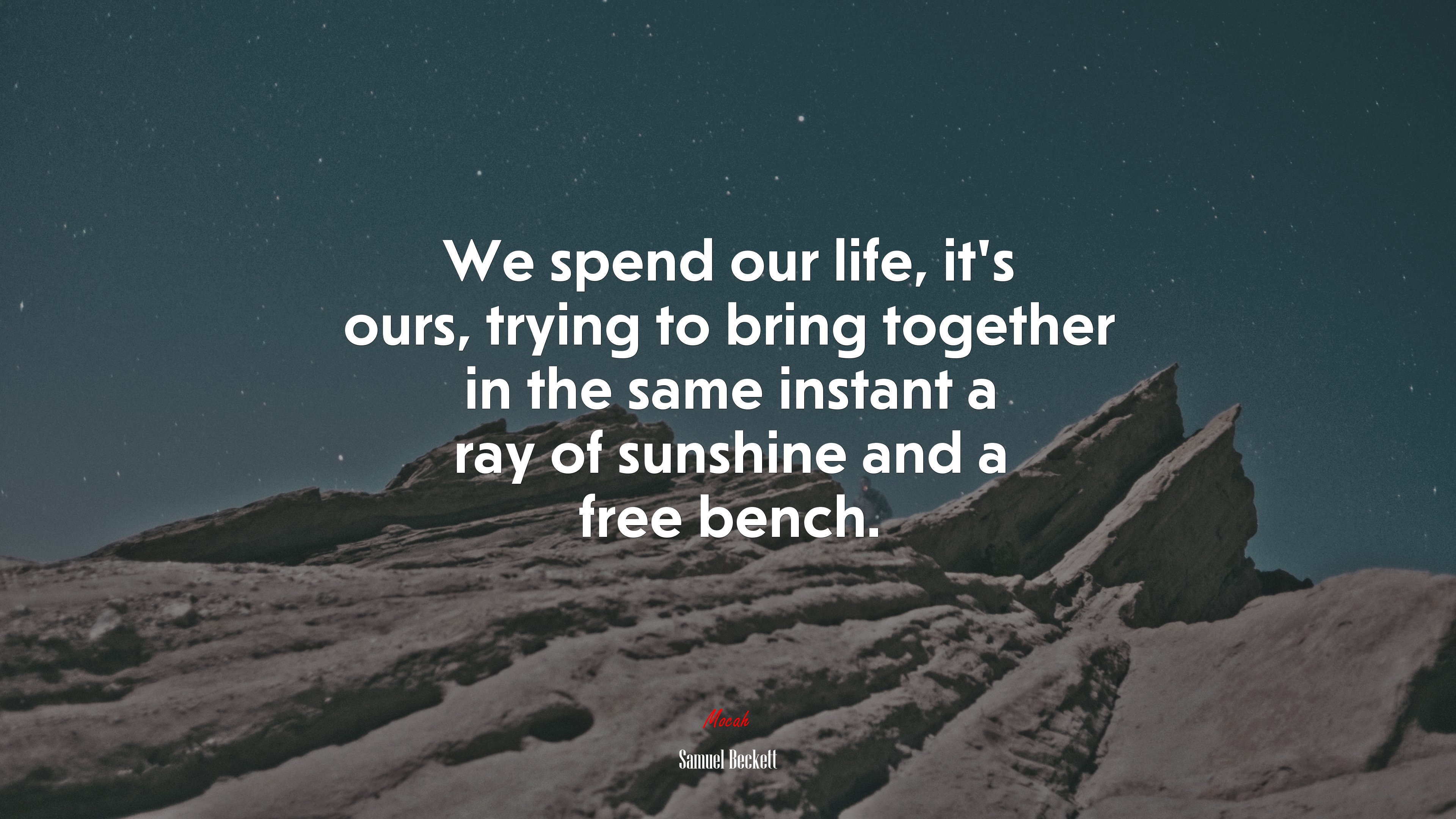 We spend our life, it’s ours, trying to bring together in the same instant a ray of sunshine and a free bench. | Samuel Beckett quote HD Wallpaper