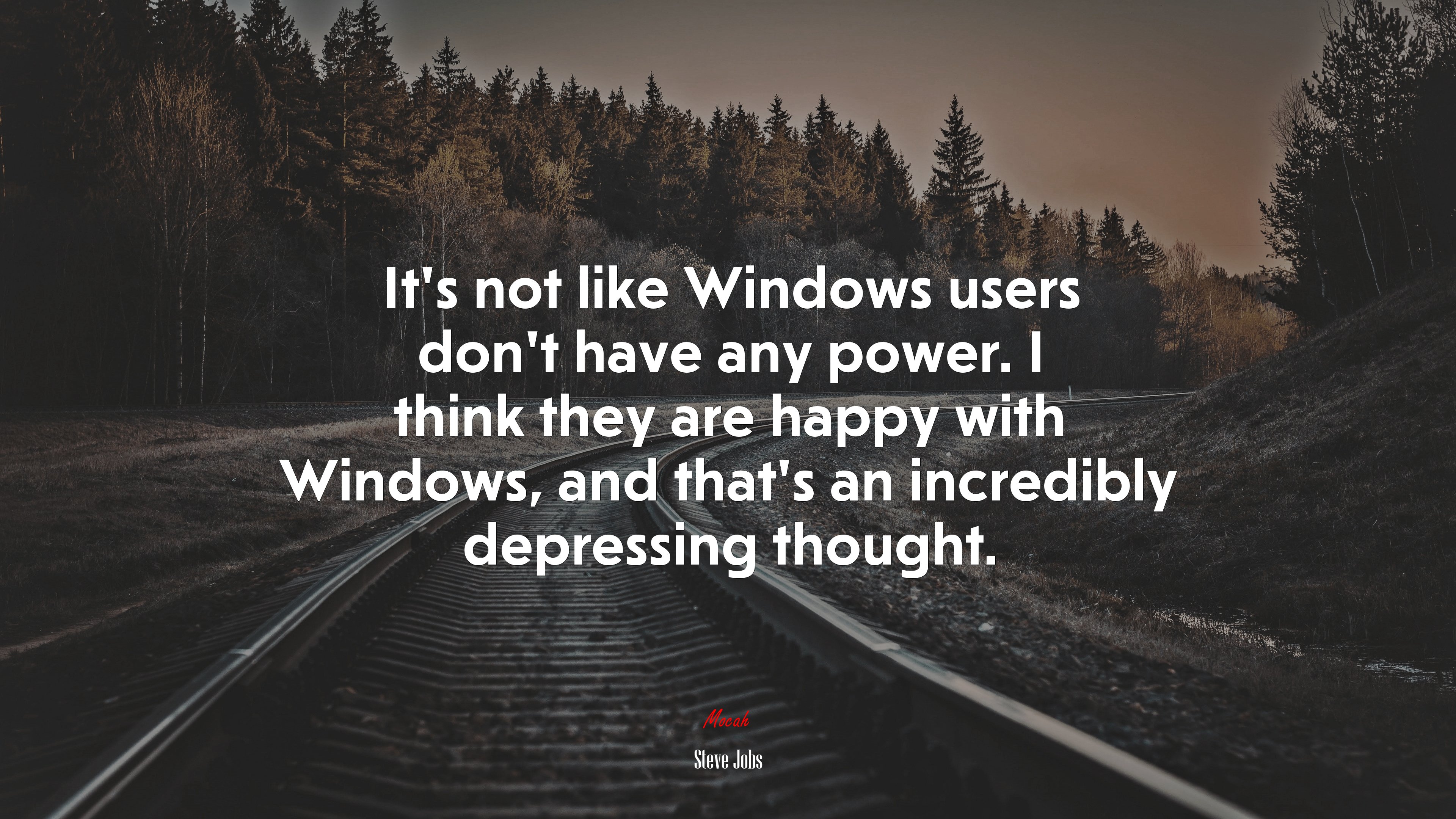 It’s not like Windows users don’t have any power. I think they are happy with Windows, and that’s an incredibly depressing thought. | Steve Jobs quote HD Wallpaper