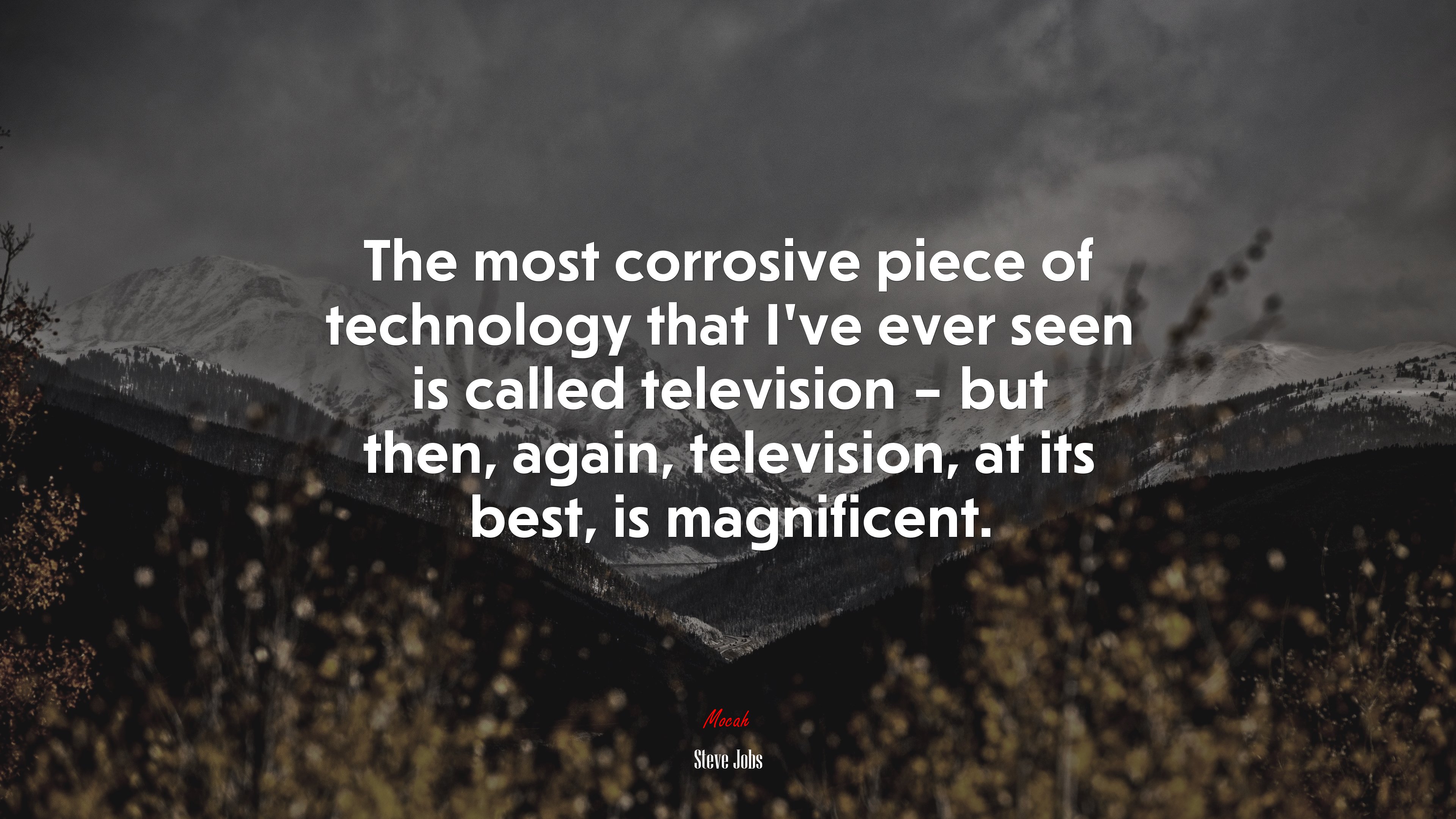 The most corrosive piece of technology that I’ve ever seen is called television – but then, again, television, at its best, is magnificent. | Steve Jobs quote HD Wallpaper