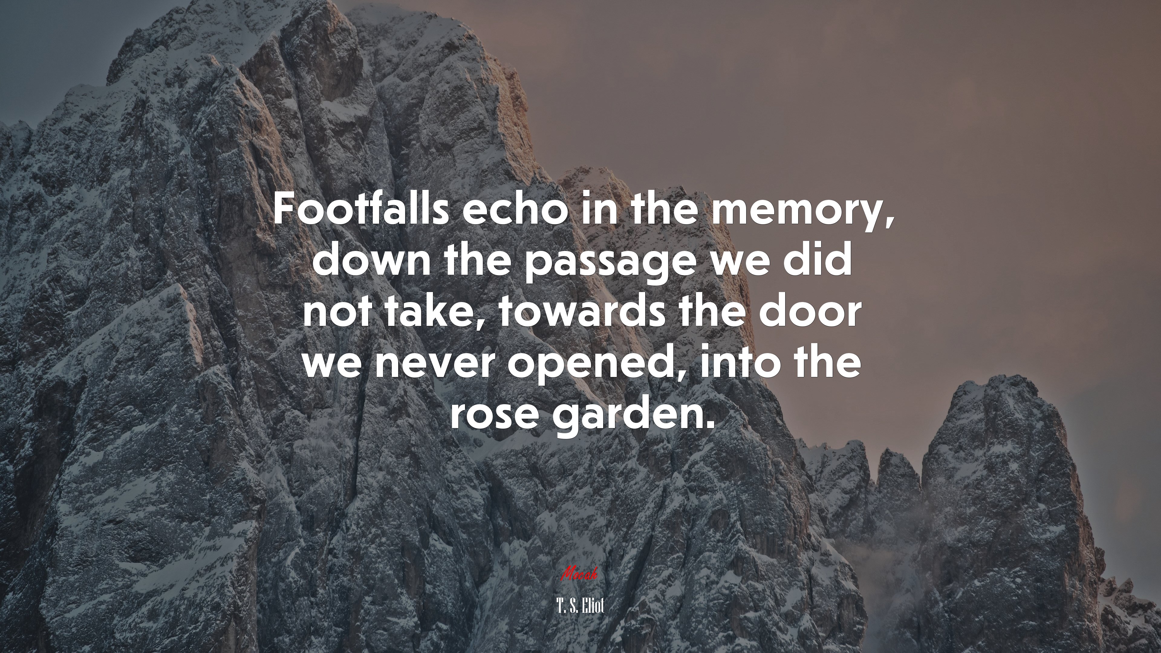 Footfalls echo in the memory, down the passage we did not take, towards the door we never opened, into the rose garden. | T. S. Eliot quote HD Wallpaper