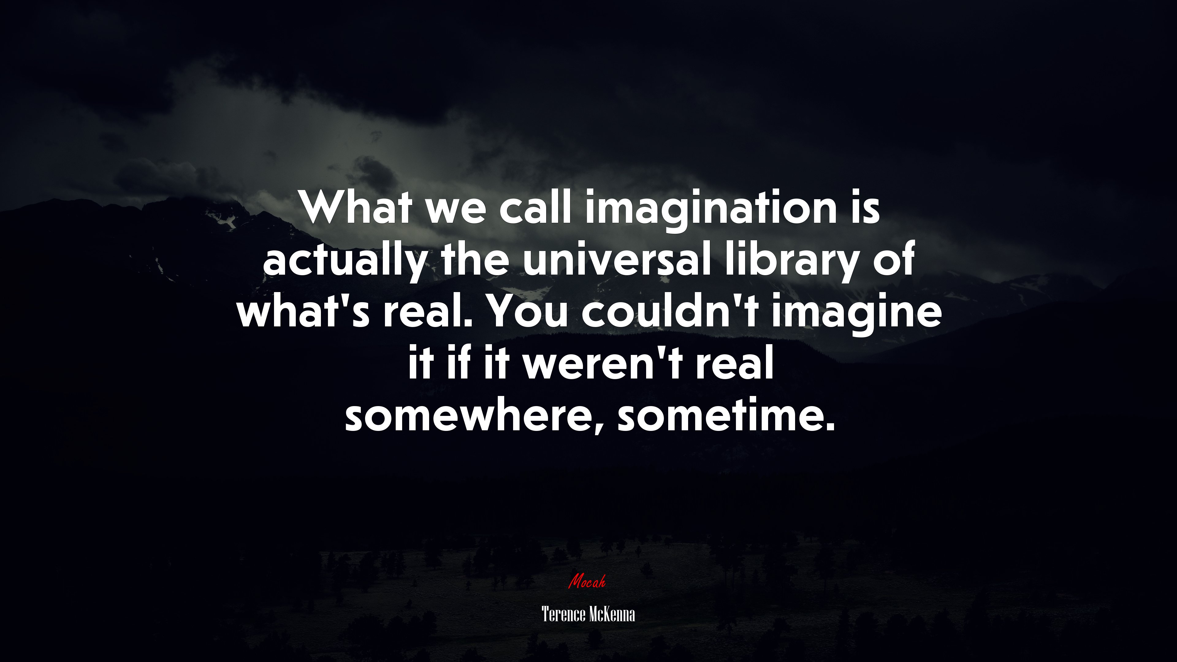 What we call imagination is actually the universal library of what’s real. You couldn’t imagine it if it weren’t real somewhere, sometime. | Terence McKenna quote HD Wallpaper